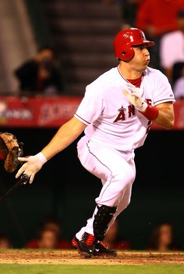 ANAHEIM, CA - OCTOBER 03:  Mark Teixeira #25 of the Los Angeles Angels of Anaheim at bat against the Boston Red Sox in game two of the American League Division Series at Angel Stadium on October 3, 2008 in Anaheim, California.  (Photo by Jeff Gross/Getty