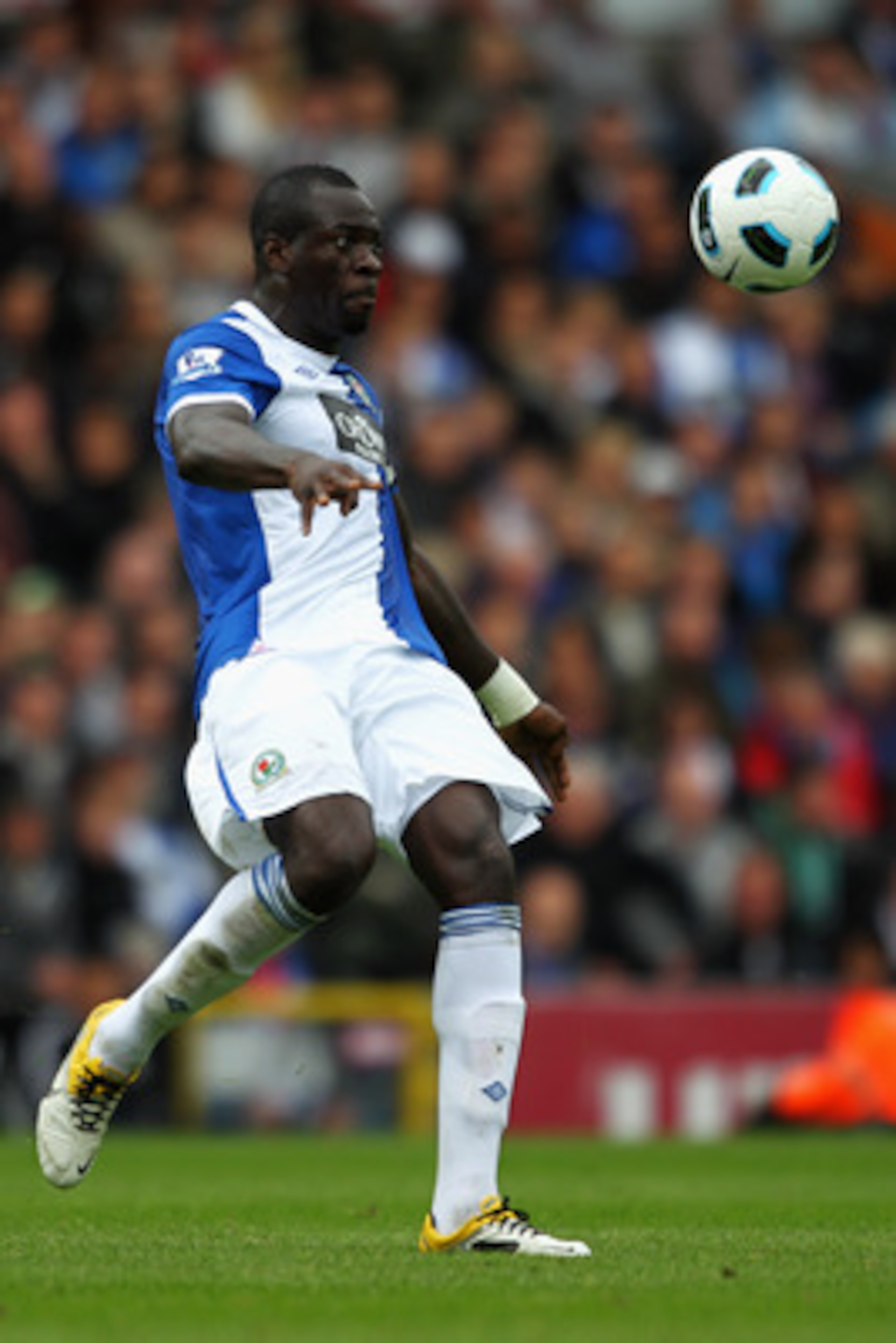 BLACKBURN, ENGLAND - MAY 14:  Chris Samba of Blackburn clears the ball during the Barclays Premier League match between Blackburn Rovers and Manchester United at Ewood park on May 14, 2011 in Blackburn, England.  (Photo by Dean Mouhtaropoulos/Getty Images