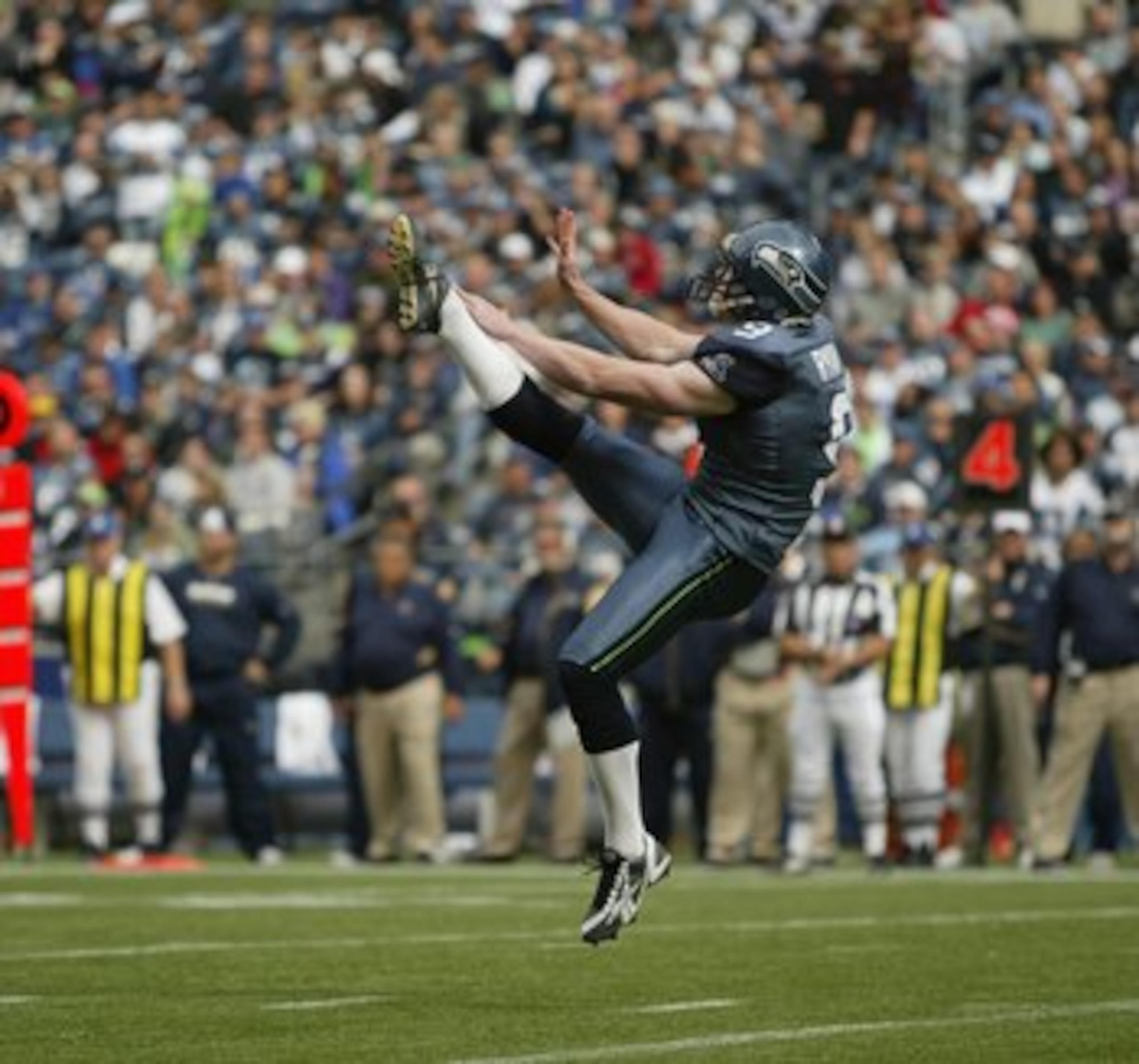 SEATTLE - SEPTEMBER 21: Jon Ryan #9 of the Seattle Seahawks punts during the game against the St. Louis Rams on September 21, 2008 at Qwest Field in Seattle, Washington. (Photo by Otto Greule Jr/Getty Images) SEATTLE - SEPTEMBER 21: Jon Ryan #9 of the Seattle Seahawks punts during the game against the St. Louis Rams on September 21, 2008 at Qwest Field in Seattle, Washington. (Photo by Otto Greule Jr/Getty Images)