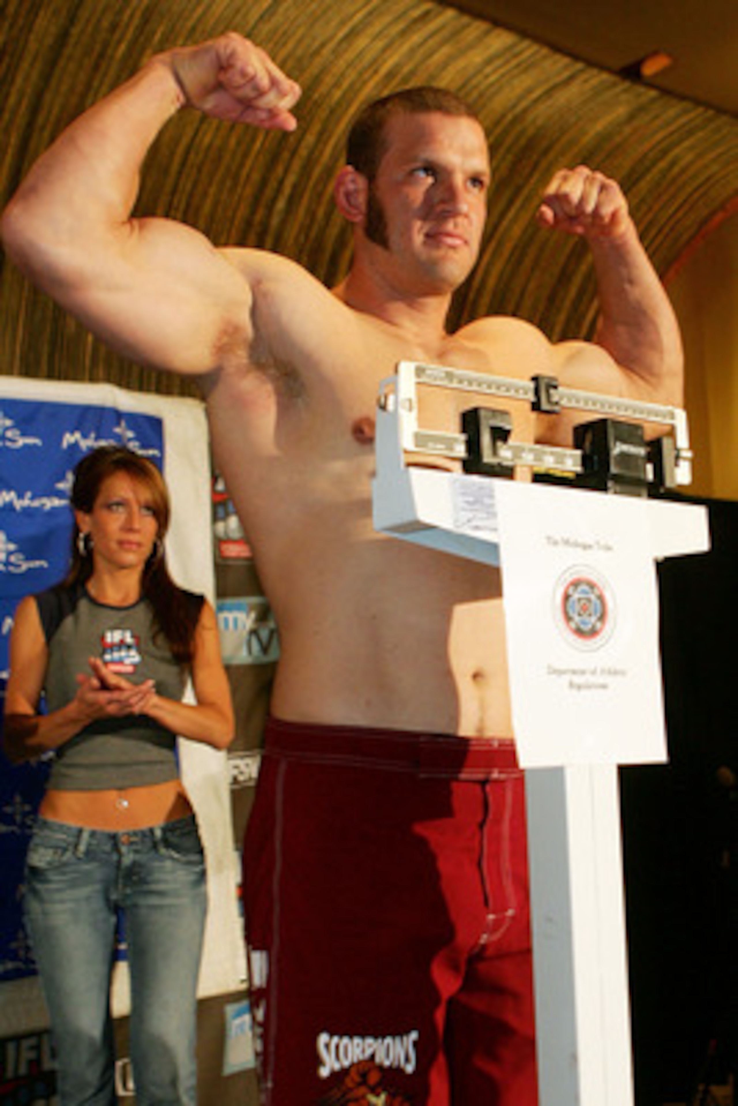 UNCASVILLE, CT - APRIL 12:  Chad Griggs of the Scorpions poses after making weight during the IFL weigh-in on April 12, 2007 at the Mohegan Sun Arena in Uncasville, Connecticut. (Photo by Chris McGrath/Getty Images for IFL)