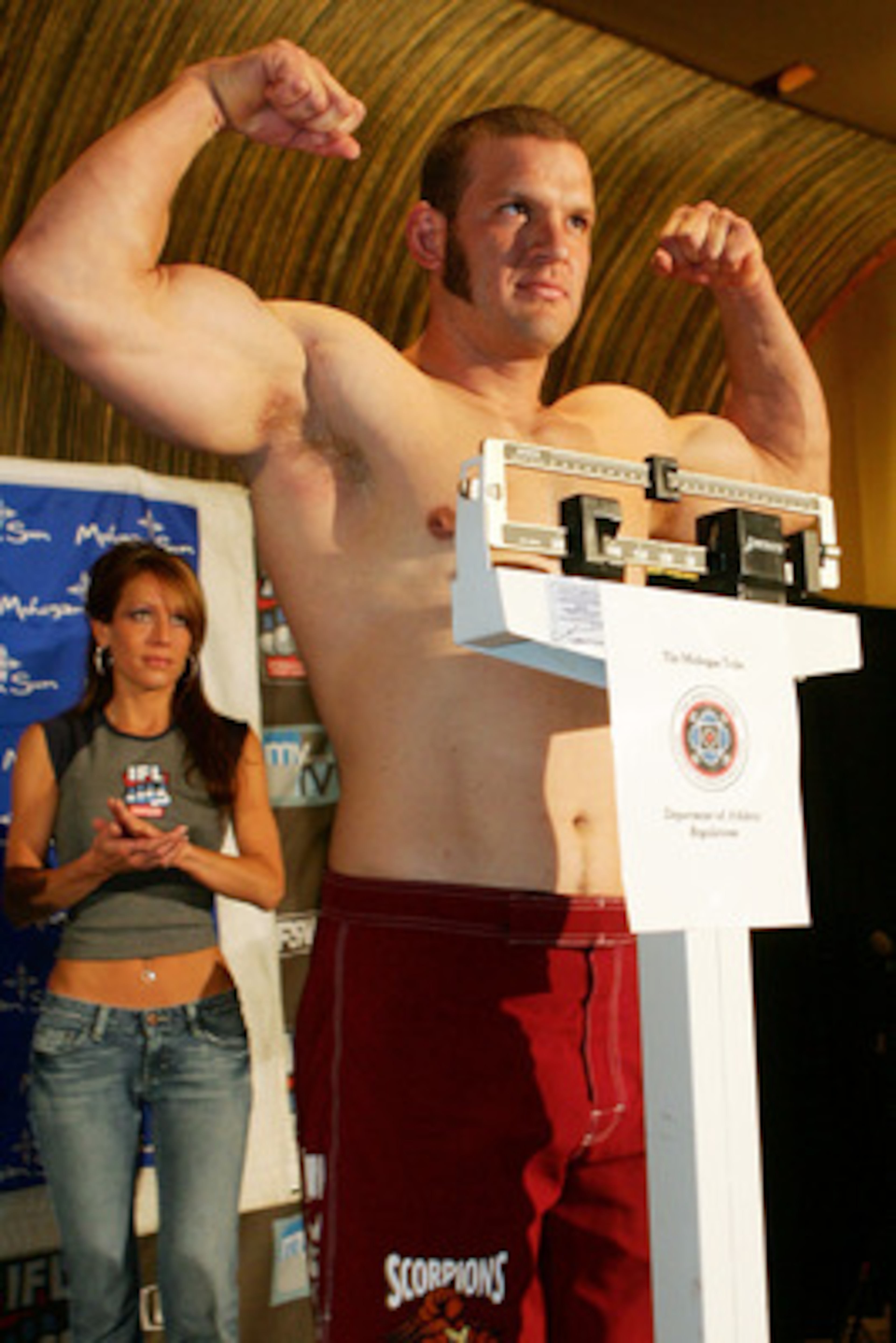 UNCASVILLE, CT - APRIL 12:  Chad Griggs of the Scorpions poses after making weight during the IFL weigh-in on April 12, 2007 at the Mohegan Sun Arena in Uncasville, Connecticut. (Photo by Chris McGrath/Getty Images for IFL)