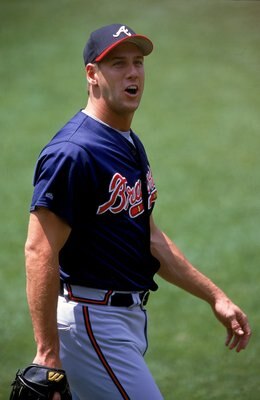 1 Jul 2000:  John Rocker #49 of the Atlanta Braves walks on the field during the game against the New York Mets at Shea Stadium in Flushing, New York. The Mets defeated the Braves 9-1.Mandatory Credit: Ezra O. Shaw  /Allsport