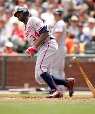 SAN FRANCISCO - MAY 13:  Elijah Dukes #34 of the Washington Nationals bats against the San Francisco Giants at AT&T Park on May 13, 2009 in San Francisco, California.  (Photo by Ezra Shaw/Getty Images)