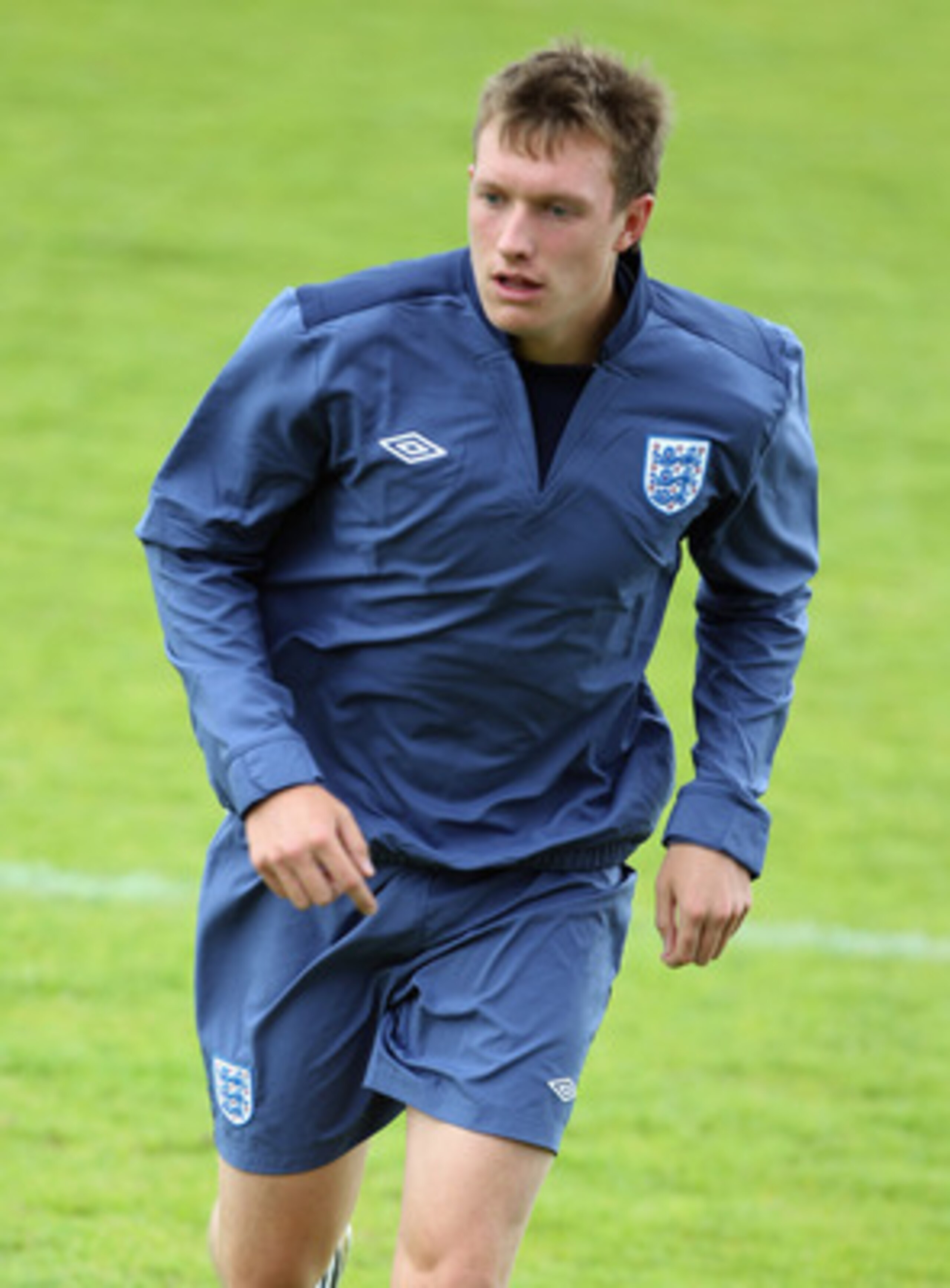 FREDERICIA, DENMARK - JUNE 14:  Phil Jones during the England under 21's training session at Monjasa Park stadium ahead of their UEFA European Under-21 Championship Group B match against Ukraine on June 14, 2011 in Fredericia, Denmark.  (Photo by Ian Walt