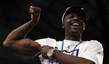 DALLAS, TX - JUNE 16:  Jason Terry of the Dallas Mavericks shows off his NBA trophy tattoo after the Dallas Mavericks Victory Parade on June 16, 2011 in Dallas, Texas.  (Photo by Ronald Martinez/Getty Images)