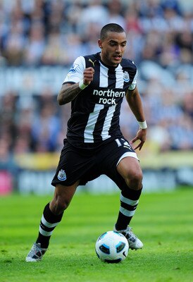 NEWCASTLE UPON TYNE, ENGLAND - MAY 22:  Newcastle player Danny Simpson in action during the Barclays Premier League game between Newcastle United and West Bromwich Albion at St James' Park on May 22, 2011 in Newcastle upon Tyne, England.  (Photo by Stu Fo