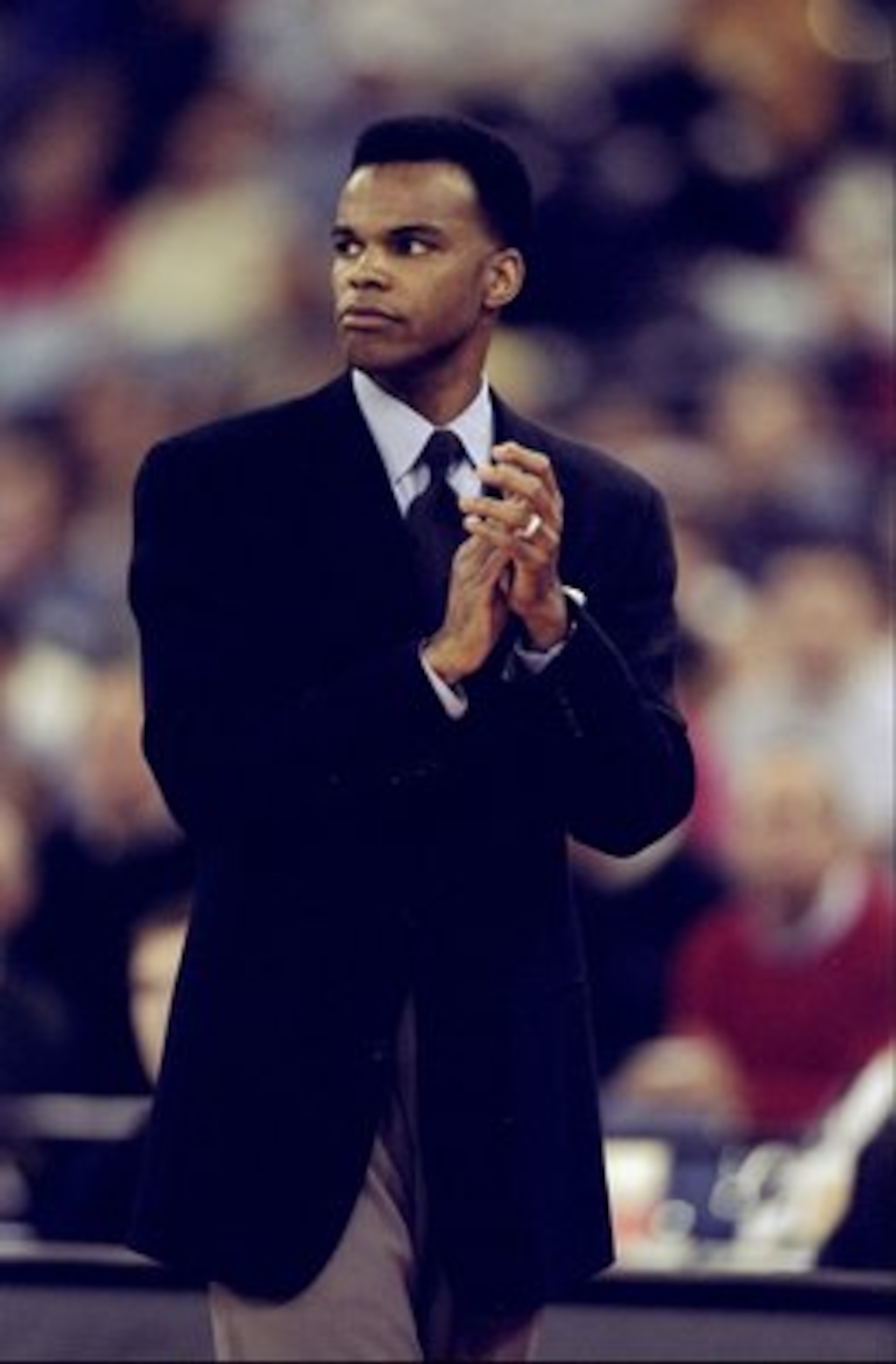 8 Nov 1998:  Head coach Tommy Amaker of the Seton Hall Pirates claps as he watches the court during the NABC Classic against the Valparaiso Crusaders at the RCA Dome in Indianapolis, Indiana. Valparaiso defeated Seton Hall 64-54. Mandatory Credit: Todd Wa