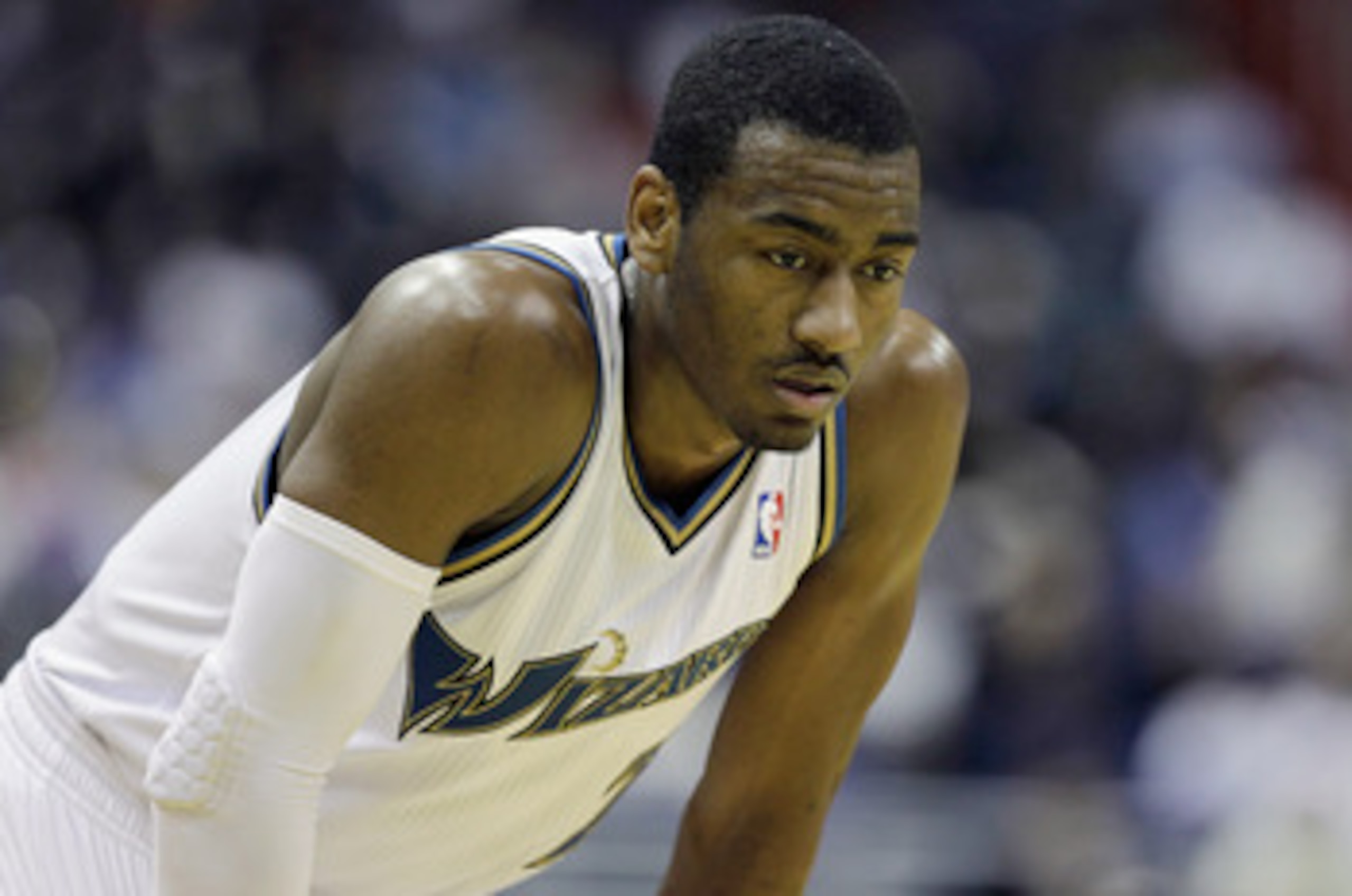 WASHINGTON, DC - MARCH 14: John Wall #2 of the Washington Wizards looks on against the Oklahoma City Thunder during the second half at the Verizon Center on March 14, 2011 in Washington, DC. NOTE TO USER: User expressly acknowledges and agrees that, by do
