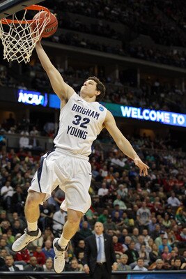 DENVER, CO - MARCH 17:  Jimmer Fredette #32 of the Brigham Young Cougars goes up for a layup against the Wofford Terriers during the second round of the 2011 NCAA men's basketball tournament at Pepsi Center on March 17, 2011 in Denver, Colorado.  (Photo b