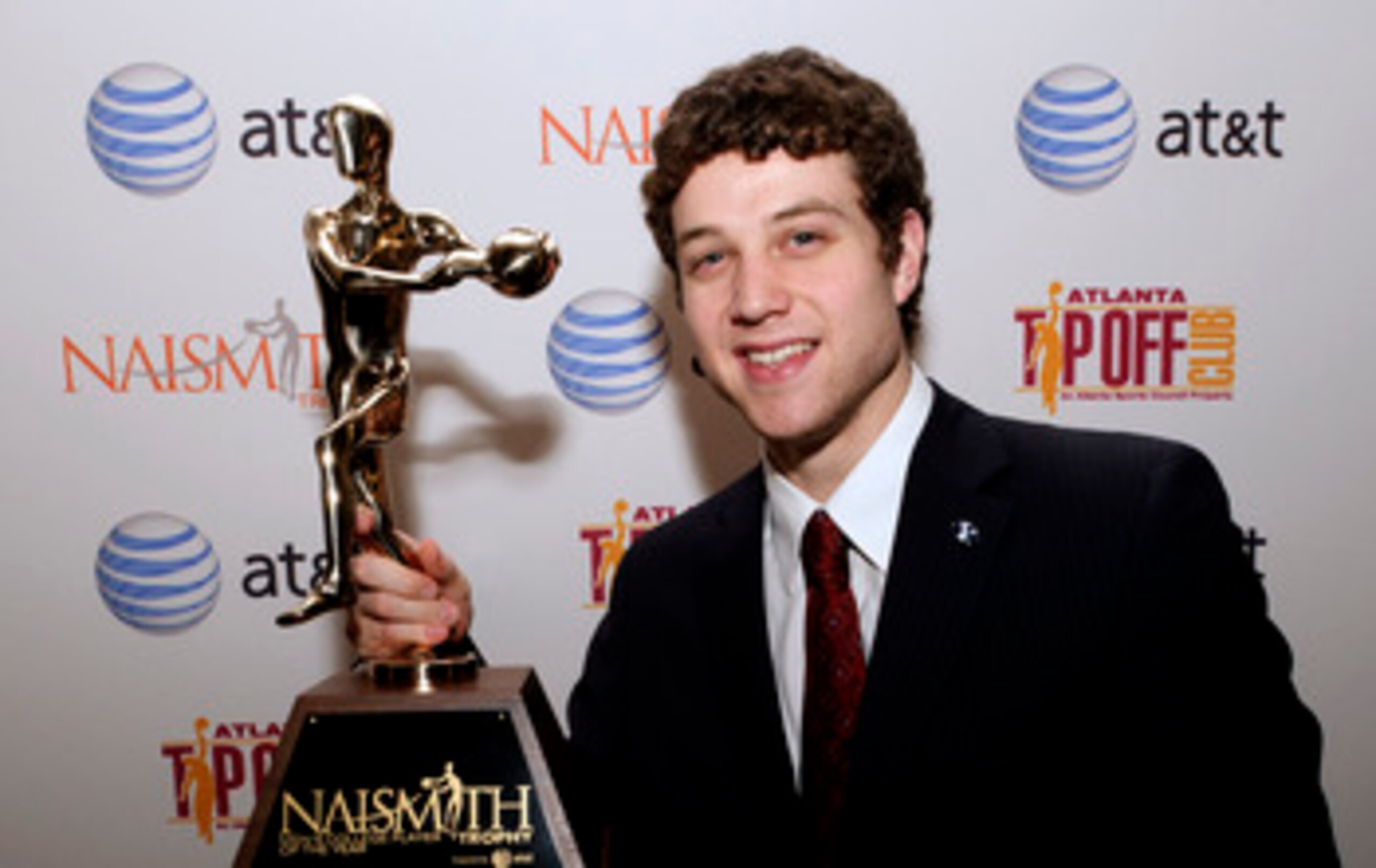 HOUSTON - APRIL 03:  Jimmer Fredette of BYU received the 2011 Naismith Trophy Presented by AT&T at the NABC Guardians of the Game Awards Program on April 3, 2011 in Houston, Texas.  (Photo by Bob Levey/Getty Images)