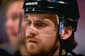 14 Oct 1998:  Rightwinger Rob Brown #44 of the Pittsburgh Penguins looks on during the game against the New Jersey Devils at the Continental Airlines Arena in East Rutherford, New Jersey. The Penguins defeated the Devils 3-1. Mandatory Credit: Al Bello  /