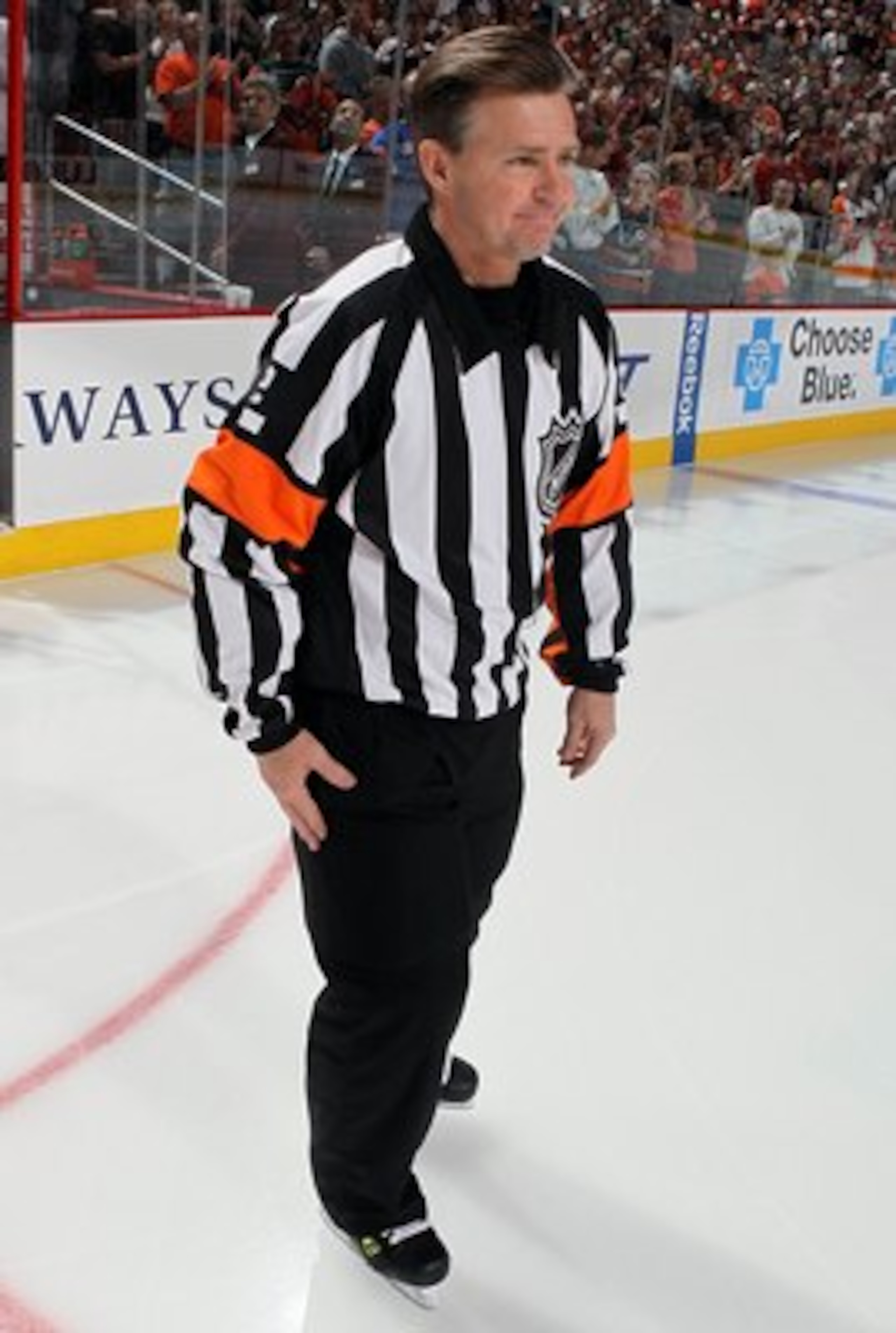 PHILADELPHIA - APRIL 11: Referee Kerry Fraser #2 looks on during the game between the New York Rangers and the Philadelphia Flyers on April 11, 2010 at Wachovia Center in Philadelphia, Pennsylvania. The game was Fraser's final game in the NHL as he is re PHILADELPHIA - APRIL 11: Referee Kerry Fraser #2 looks on during the game between the New York Rangers and the Philadelphia Flyers on April 11, 2010 at Wachovia Center in Philadelphia, Pennsylvania. The game was Fraser's final game in the NHL as he is re