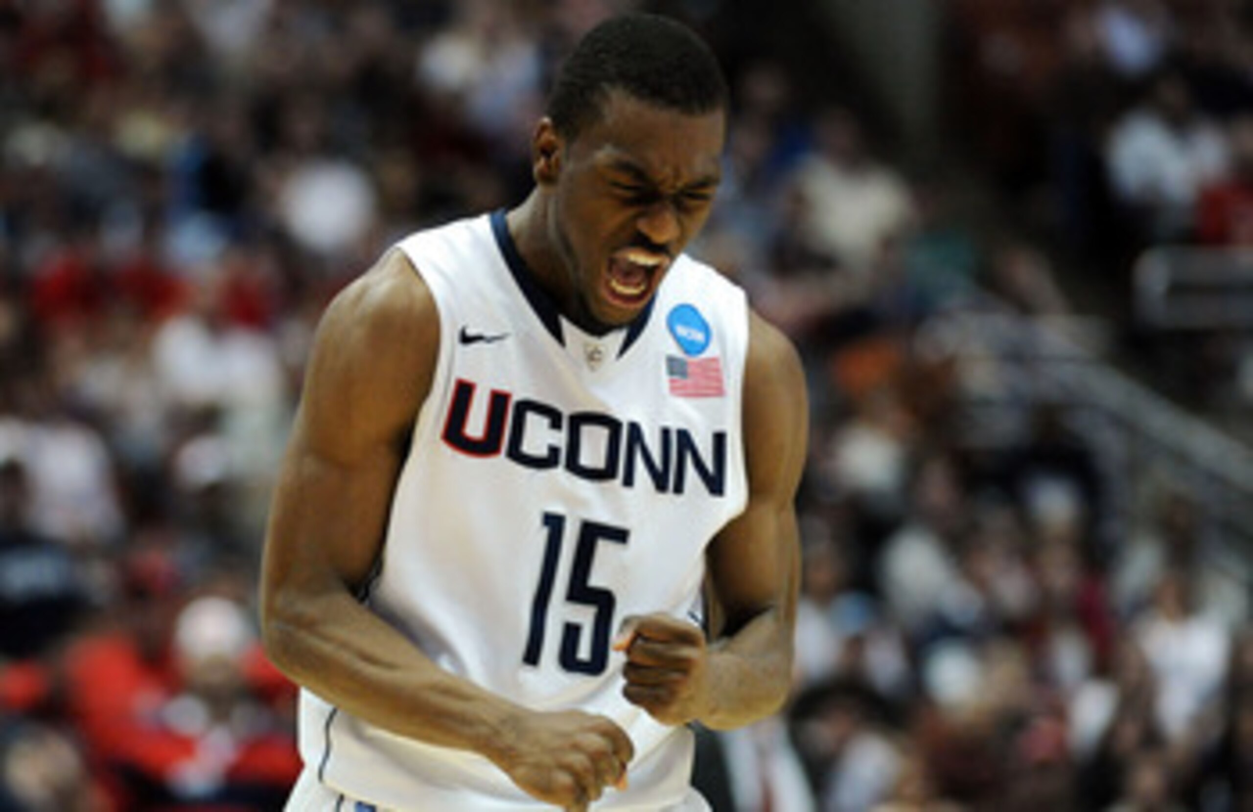 ANAHEIM, CA - MARCH 26: Kemba Walker #15 of the Connecticut Huskies celebrates after a play towards the end of the game against the Arizona Wildcats during the west regional final of the 2011 NCAA men's basketball tournament at the Honda Center on March ANAHEIM, CA - MARCH 26: Kemba Walker #15 of the Connecticut Huskies celebrates after a play towards the end of the game against the Arizona Wildcats during the west regional final of the 2011 NCAA men's basketball tournament at the Honda Center on March