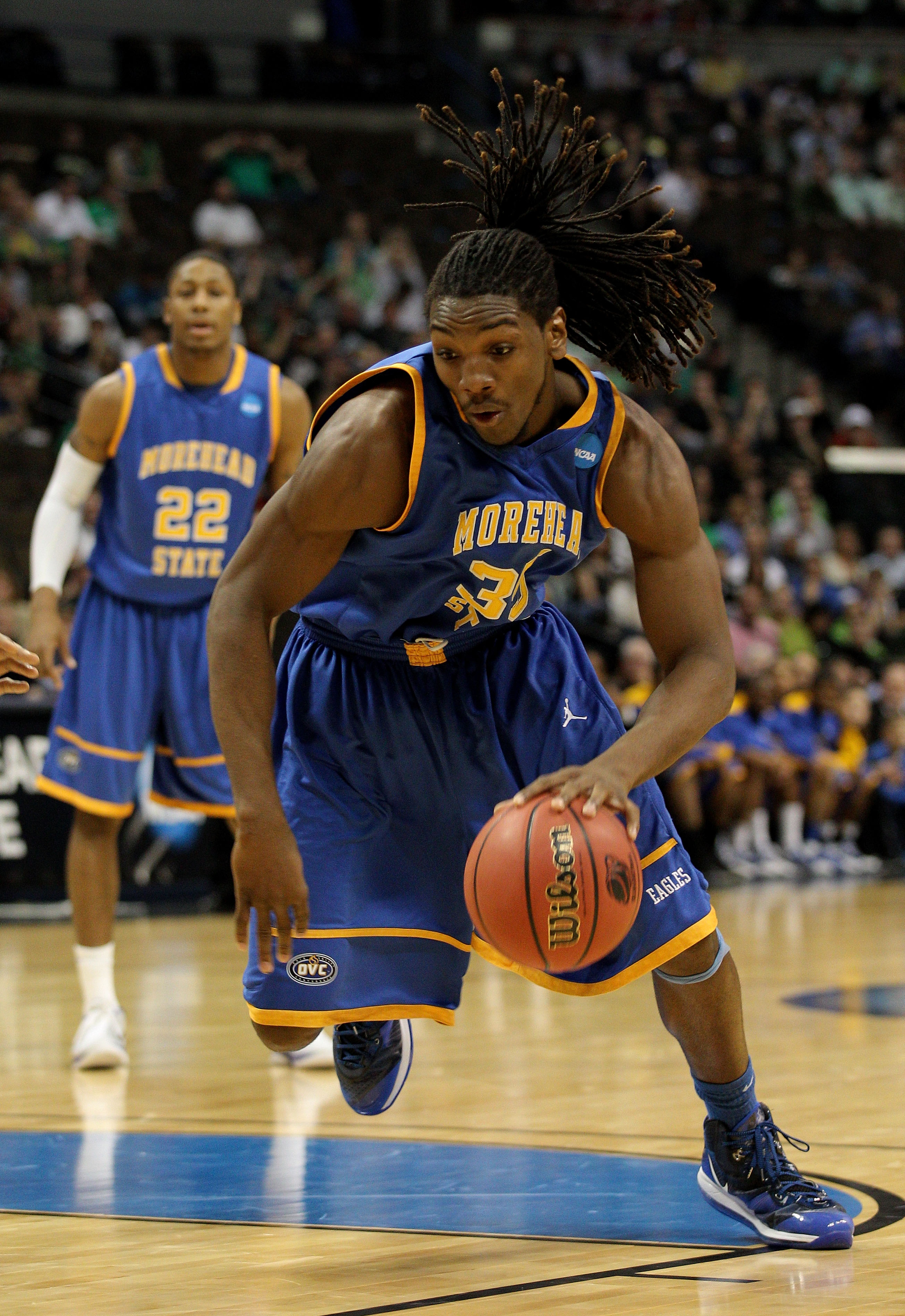 DENVER, CO - MARCH 17:  Kenneth Faried #35 of the Morehead State Eagles handles the ball agianst the Louisville Cardinals during the second round of the 2011 NCAA men's basketball tournament at Pepsi Center on March 17, 2011 in Denver, Colorado.  (Photo b