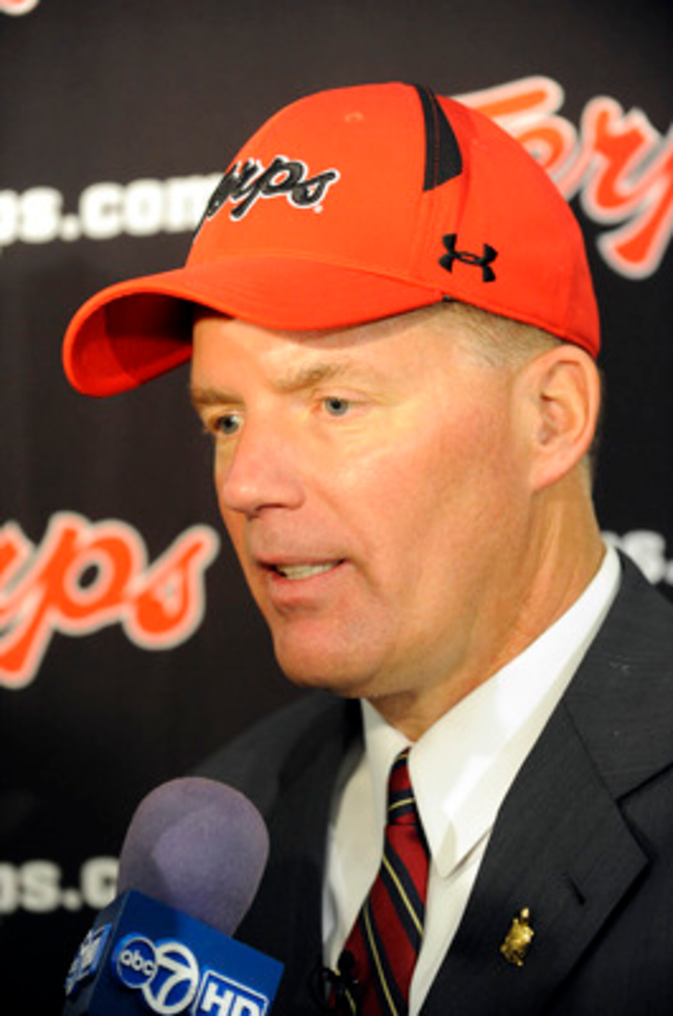 COLLEGE PARK, MD - JANUARY 3:  Randy Edsall speaks as he is introduced as the University of Maryland Terps new head football coach during a press conference on January 3, 2011 at the Byrd Stadium in College Park, Maryland.  (Photo by Mitchell Layton/Getty