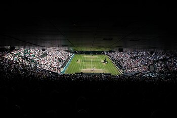 LONDON, ENGLAND - JULY 01:  A general view of Centre Court during the Ladies Semi Final match between Tsvetana Pironkova of Bulgaria and Vera Zvonareva of Russia on Day Ten of the Wimbledon Lawn Tennis Championships at the All England Lawn Tennis and Croq