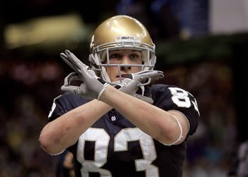 NEW ORLEANS - JANUARY 03:  Jeff Samardzija #83 of the Notre Dame Fighting Irish celebrates his touchdown in the second quarter of the 2007 Allstate Sugar Bowl against the LSU Tigers on January 3, 2007 at the Superdome in New Orleans, Louisiana.  (Photo by