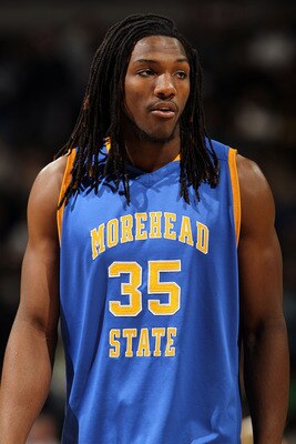 DENVER, CO - MARCH 17:  Kenneth Faried #35 of the Morehead State Eagles looks on during the second round of the 2011 NCAA men's basketball tournament at Pepsi Center on March 17, 2011 in Denver, Colorado.  (Photo by Doug Pensinger/Getty Images)