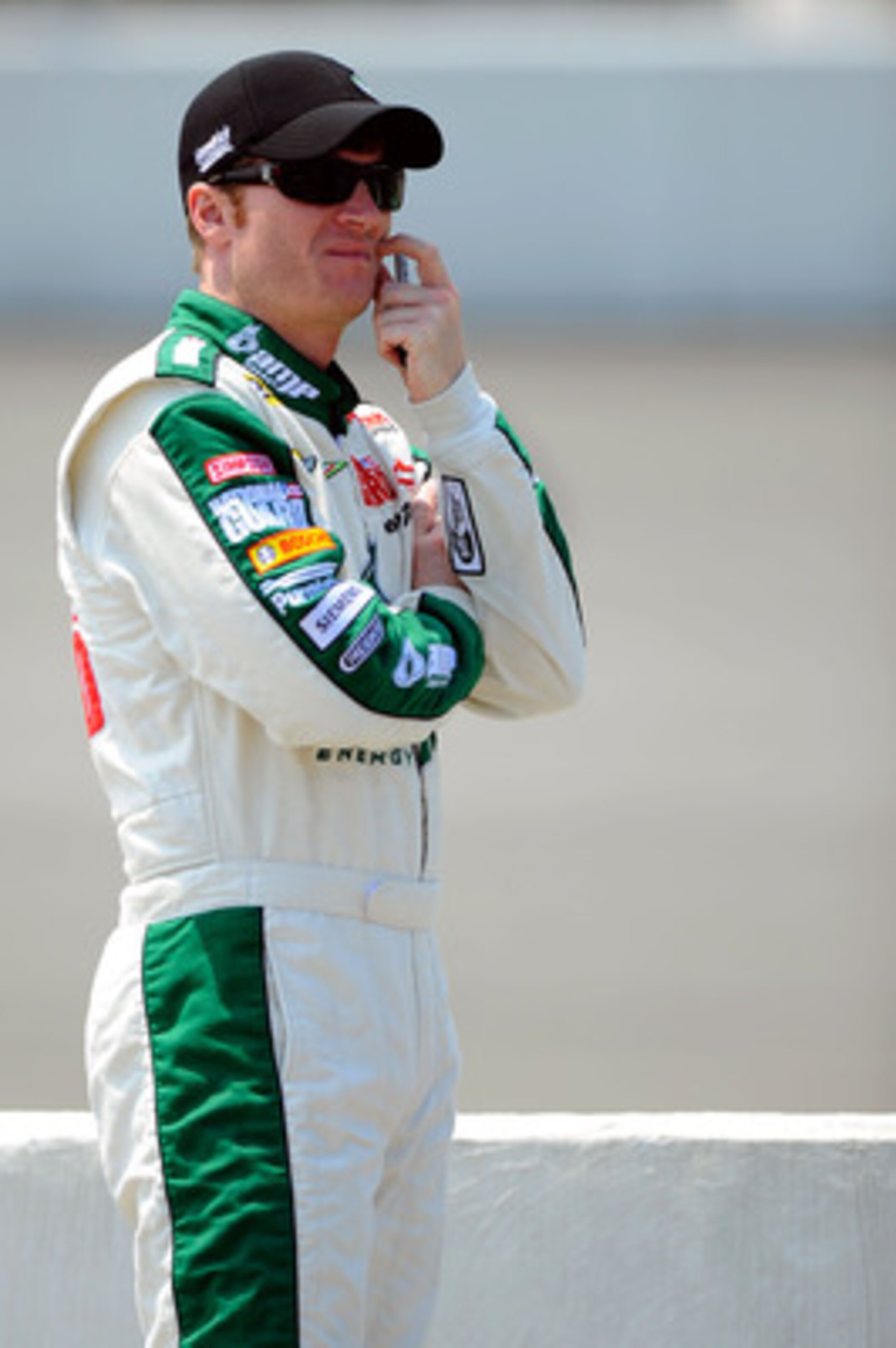 BROOKLYN, MI - JUNE 18:  Dale Earnhardt Jr., driver of the #88 Amp Energy/National Guard Chevrolet, looks on during qualifying for the NASCAR Sprint Cup Series Heluva Good! Sour Cream Dips 400 at Michigan International Speedway on June 18, 2011 in Brookly