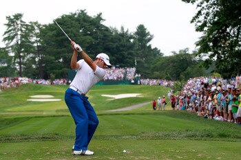 BETHESDA, MD - JUNE 19:  Sergio Garcia of Spain hits his tee shot on the seventh hole during the final round of the 111th U.S. Open at Congressional Country Club on June 19, 2011 in Bethesda, Maryland.  (Photo by Chris Trotman/Getty Images)