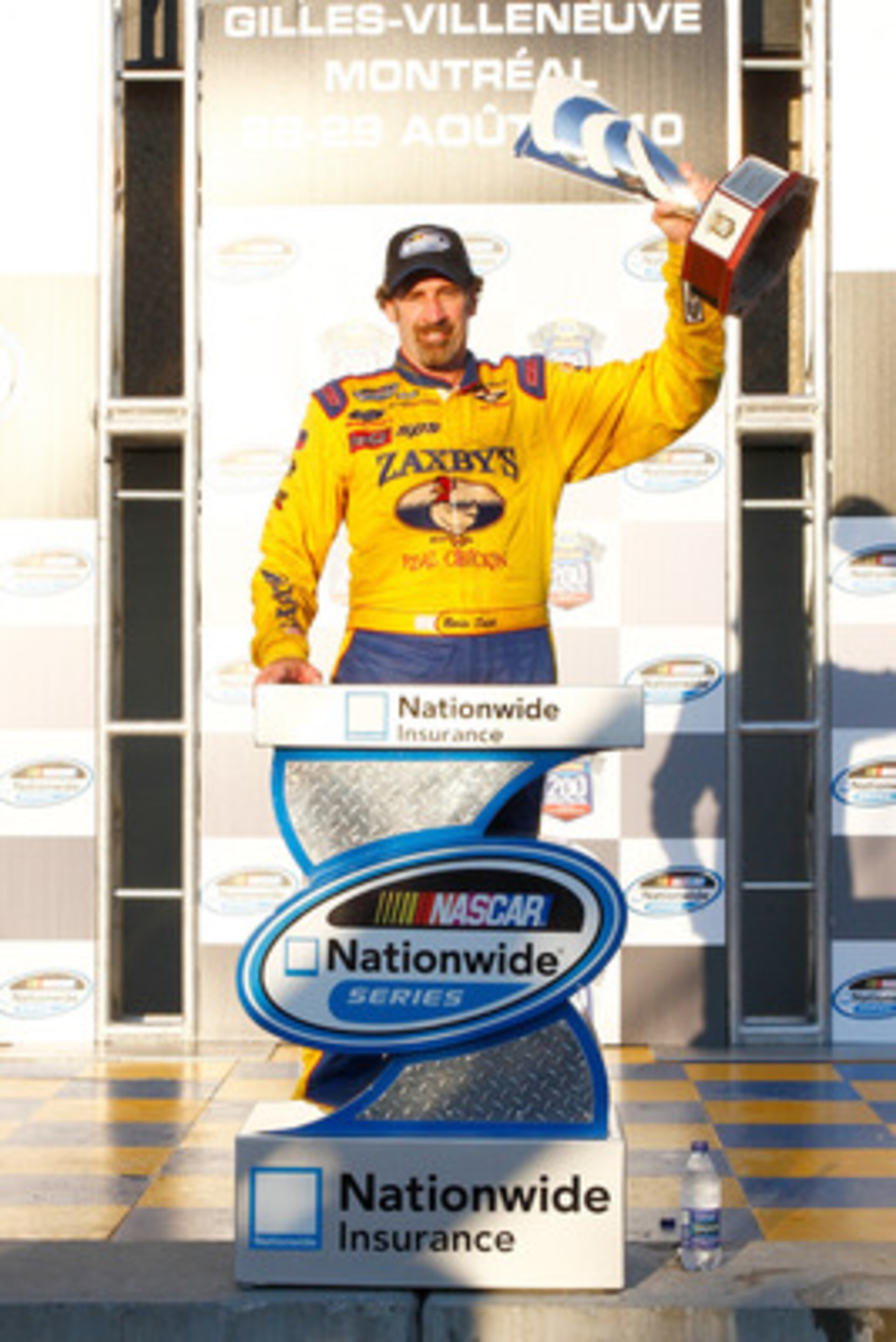 MONTREAL, QC - AUGUST 29:  Boris Said, driver of the #09 Zaxby's Ford celebrates in victory lane after winning the NASCAR Nationwide Series Napa Auto Parts 200 on August 29, 2010 at the Circuit Gilles Villeneuve in Montreal, Quebec, Canada.  (Photo by Jas