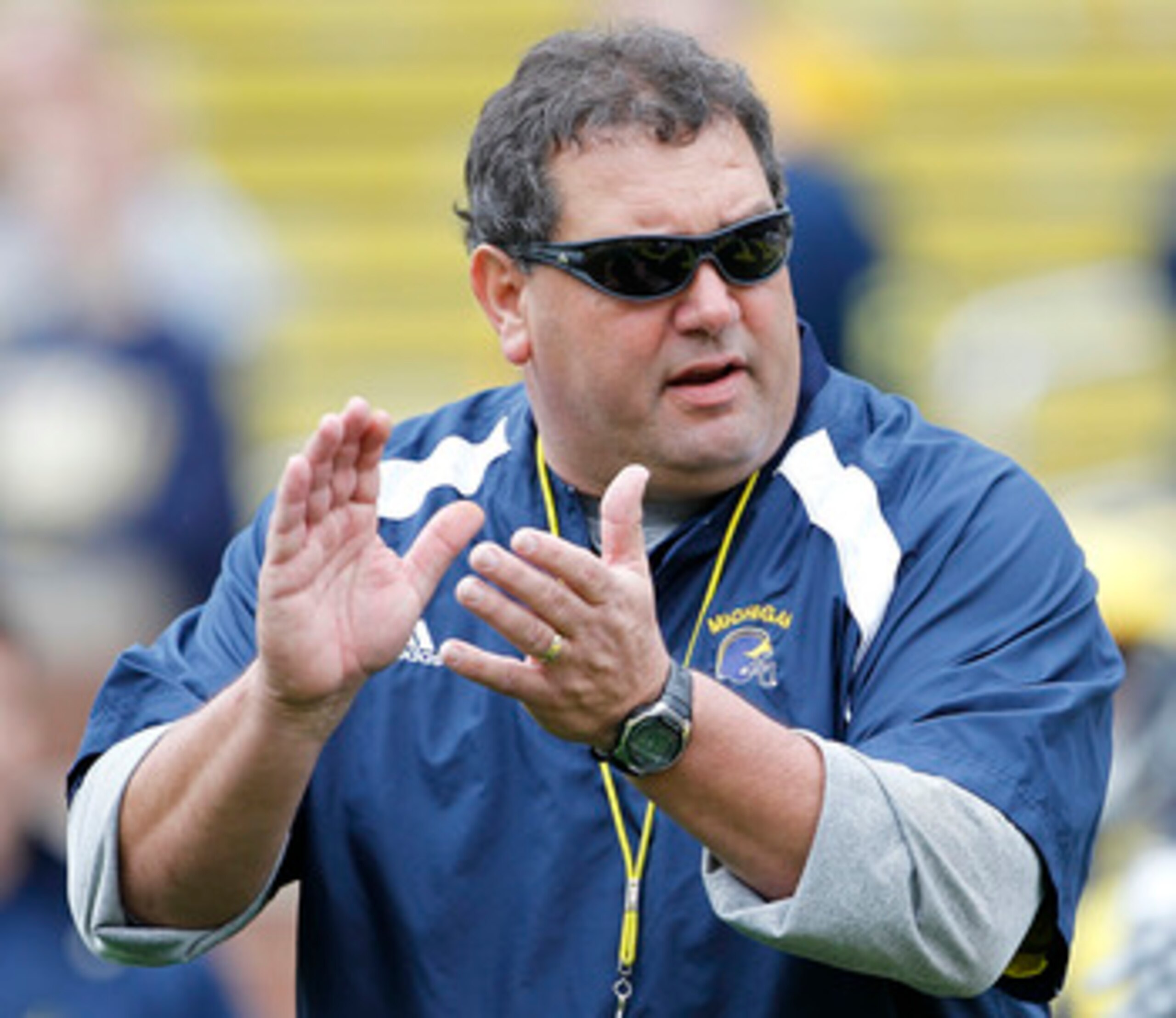 ANN ARBOR, MI - APRIL 16:  Head football coach Brady Hoke during the annual Spring Game at Michigan Stadium on April 16, 2011 in Ann Arbor, Michigan.  (Photo by Leon Halip/Getty Images)