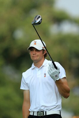 BETHESDA, MD - JUNE 17:  Amateur Peter Uihlein watches his shot on the eighth hole during the second round of the 111th U.S. Open at Congressional Country Club on June 17, 2011 in Bethesda, Maryland.  (Photo by David Cannon/Getty Images)