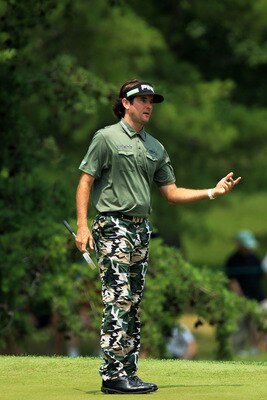BETHESDA, MD - JUNE 16:  Bubba Watson reacts to missing a putt on the eigth hole during the first round of the 111th U.S. Open at Congressional Country Club on June 16, 2011 in Bethesda, Maryland.  (Photo by David Cannon/Getty Images)