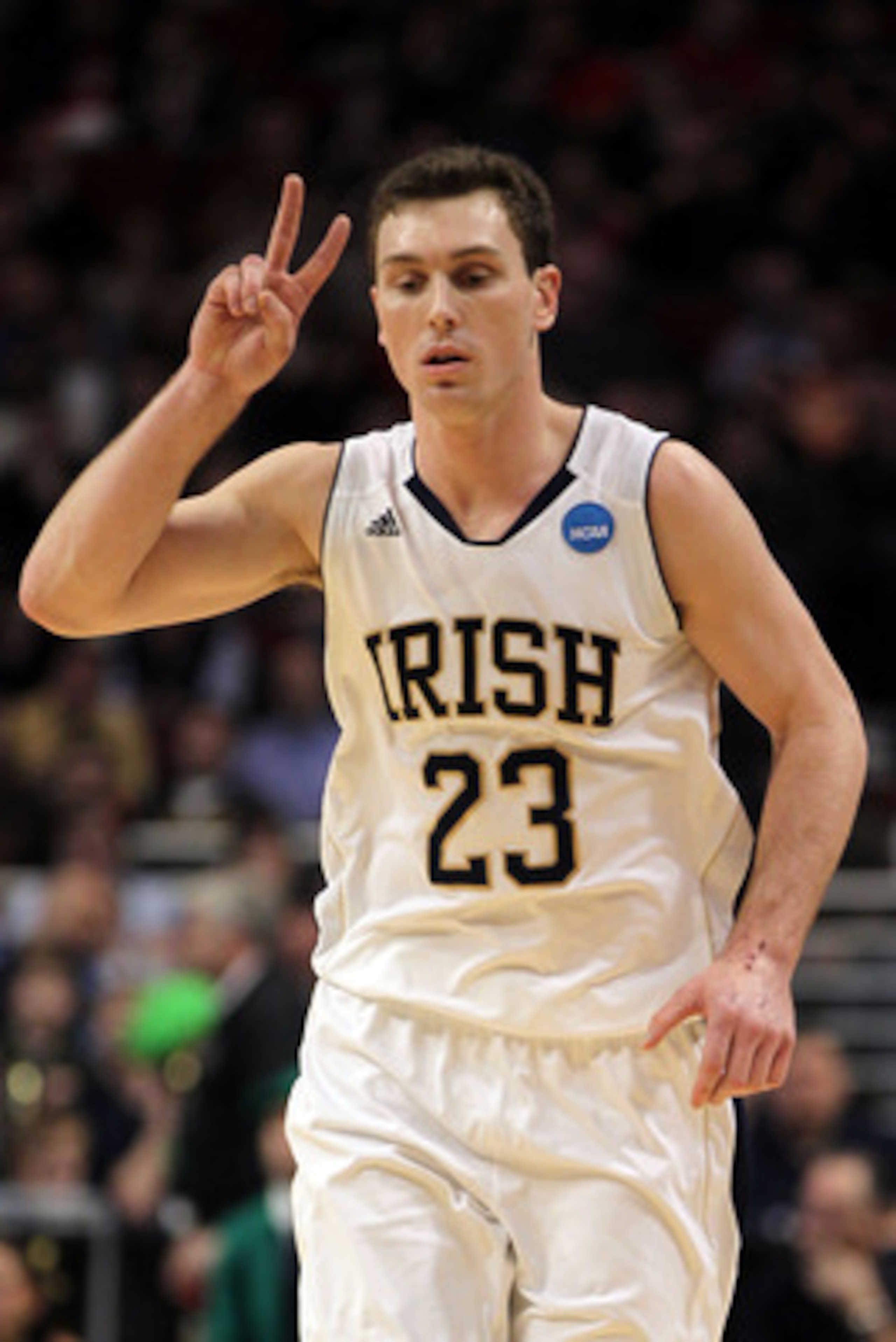 CHICAGO, IL - MARCH 20:  Ben Hansbrough #23 of the Notre Dame Fighting Irish reacts while playing the Florida State Seminoles in the first half during the third round of the 2011 NCAA men's basketball tournament at the United Center on March 20, 2011 in C