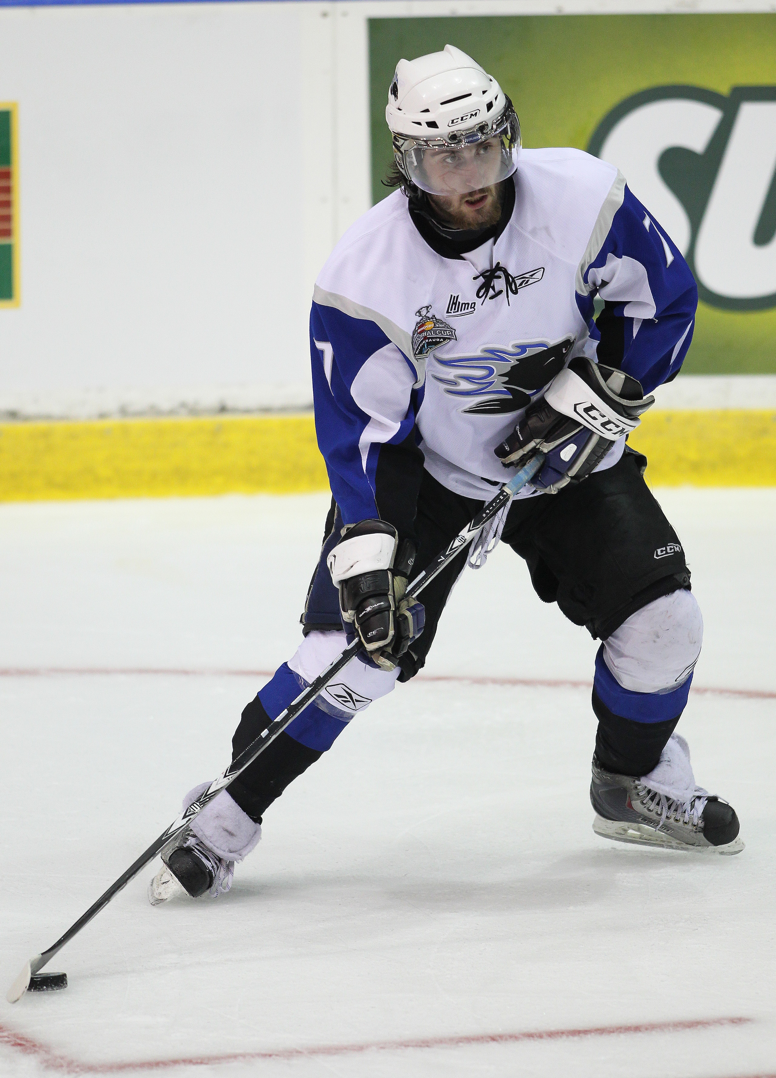 MISSISSAUGA, CANADA - MAY 20:  Zack Phillips #7 of the Saint John Sea Dogs gets set to fire a shot against the Mississauga St. Michael's Majors in the opening game of the 2011 Mastercard Memorial Cup at the Hershey Centre in Mississauga, Canada. The Sea D