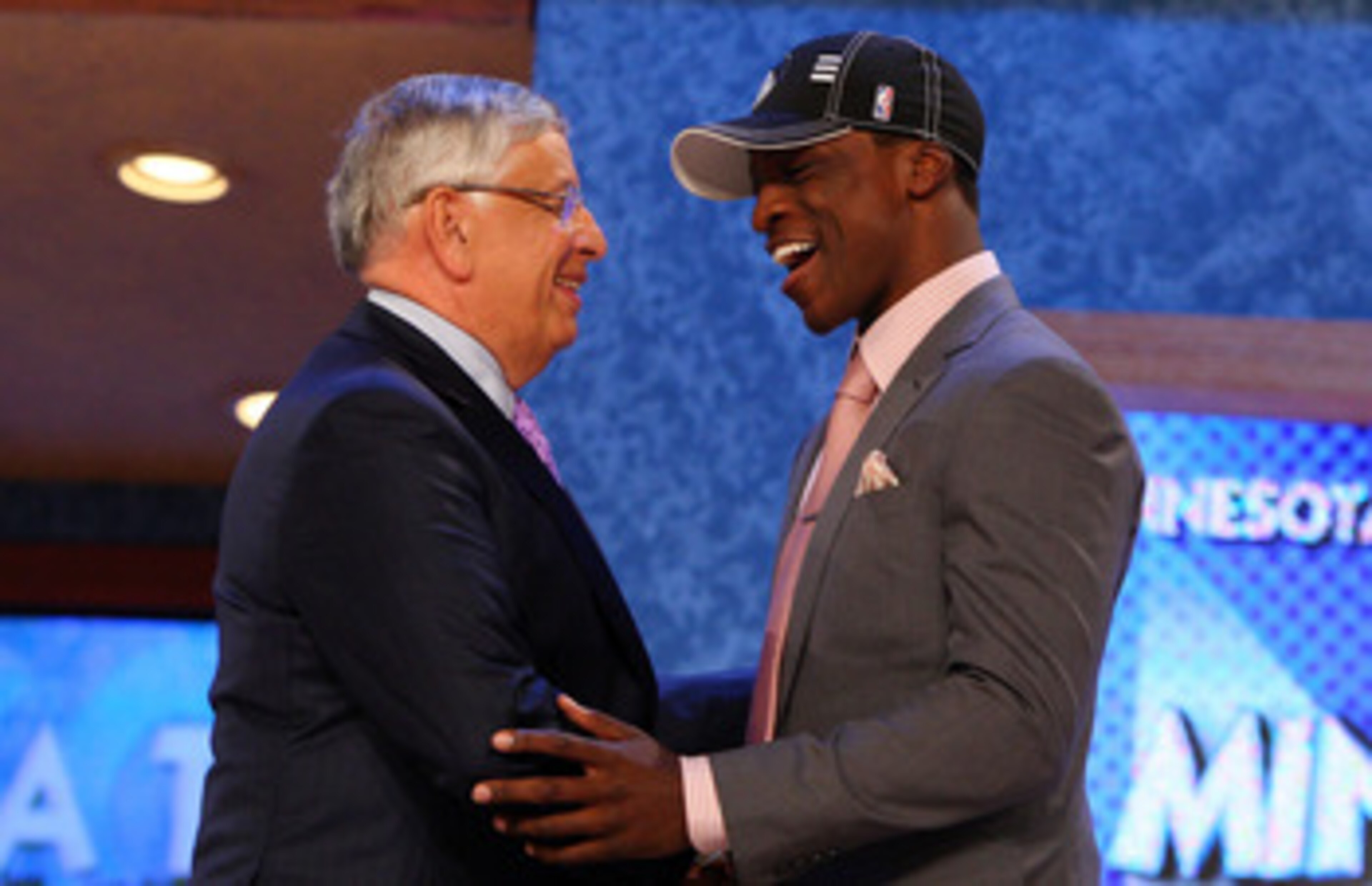 NEW YORK - JUNE 25:  NBA Commissioner David Stern poses for a photograph with the sixth overall draft pick by the Minnesota Timberwolves,  Jonny Flynn during the 2009 NBA Draft at the Wamu Theatre at Madison Square Garden June 25, 2009 in New York City. N