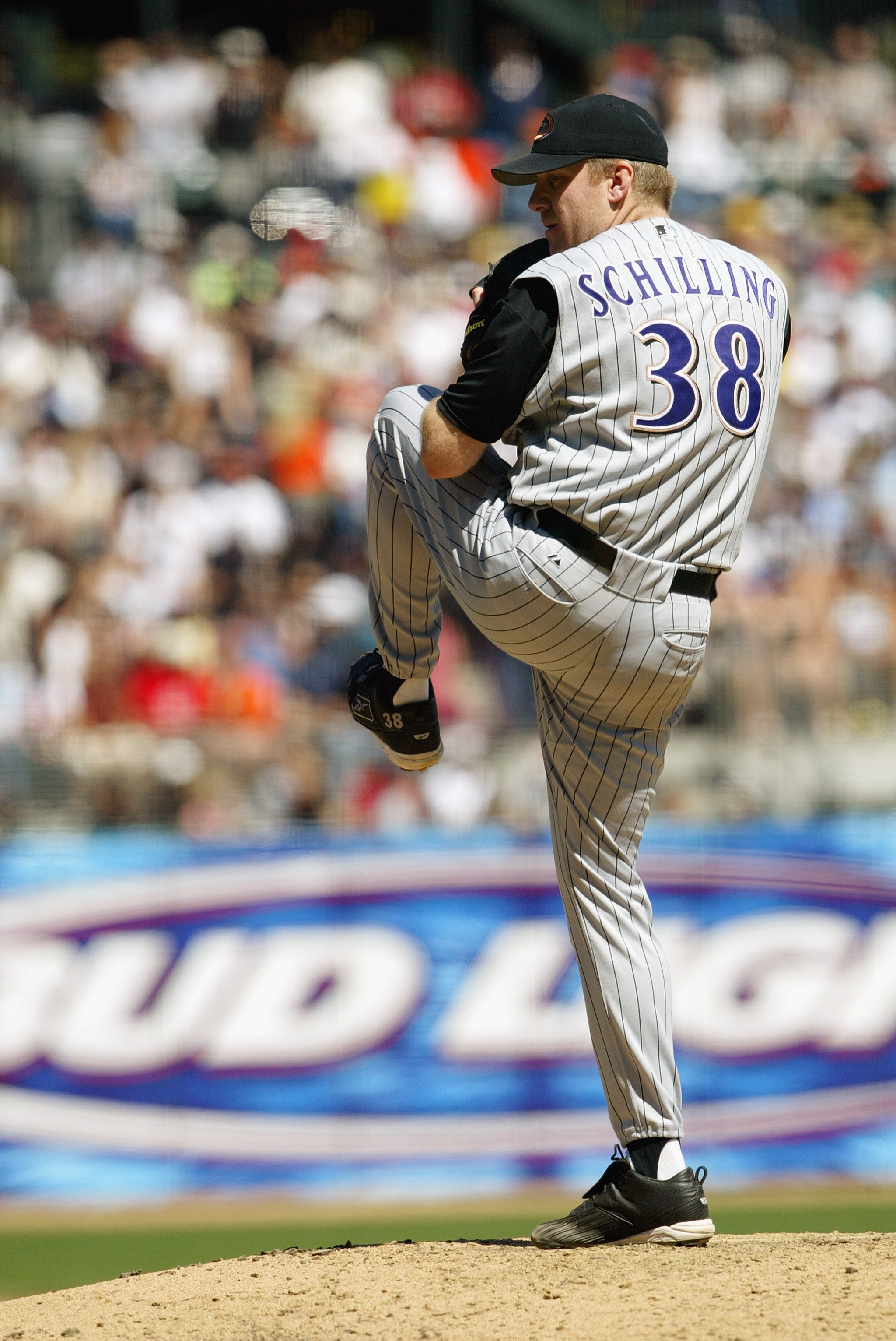 SAN FRANCISCO - SEPTEMBER 6: Curt Schilling #38 of the Arizona Diamondbacks winds up for the pitch during the game against the San Francisco Giants at Pacific Bell Park on September 6, 2003 in San Francisco, California. The Giants defeated the Diamondba SAN FRANCISCO - SEPTEMBER 6: Curt Schilling #38 of the Arizona Diamondbacks winds up for the pitch during the game against the San Francisco Giants at Pacific Bell Park on September 6, 2003 in San Francisco, California. The Giants defeated the Diamondba