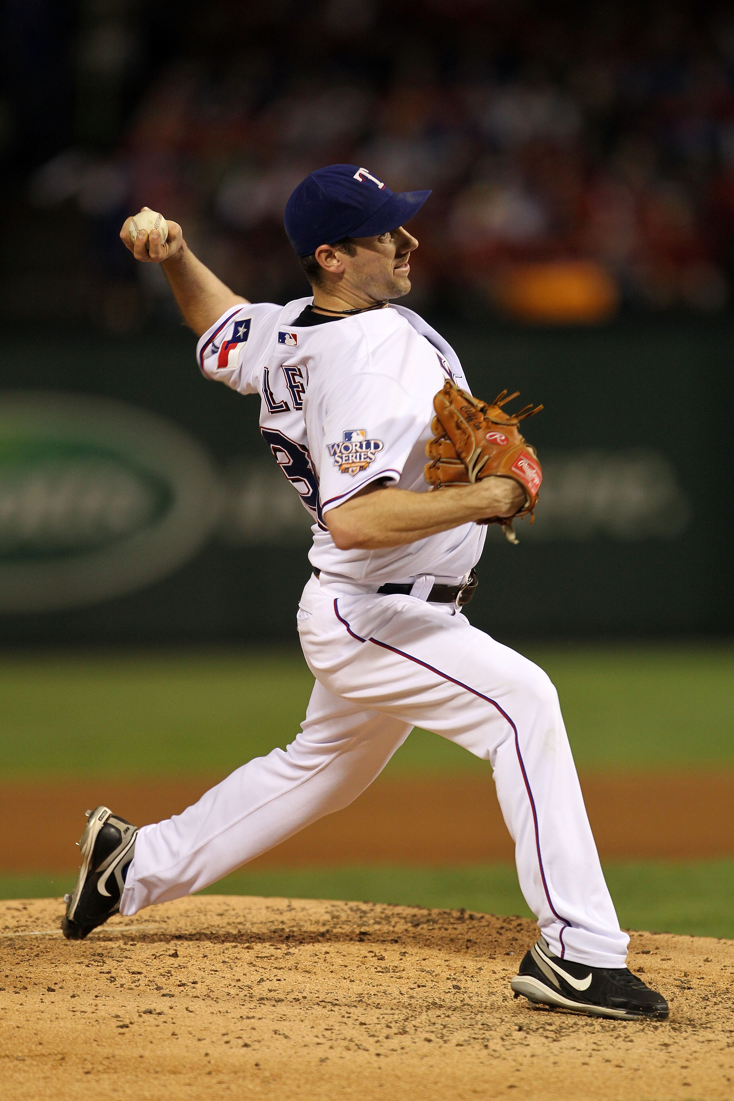 ARLINGTON, TX - NOVEMBER 01:  Cliff Lee #33 of the Texas Rangers pitches against the San Francisco Giants in Game Five of the 2010 MLB World Series at Rangers Ballpark in Arlington on November 1, 2010 in Arlington, Texas.  (Photo by Doug Pensinger/Getty I