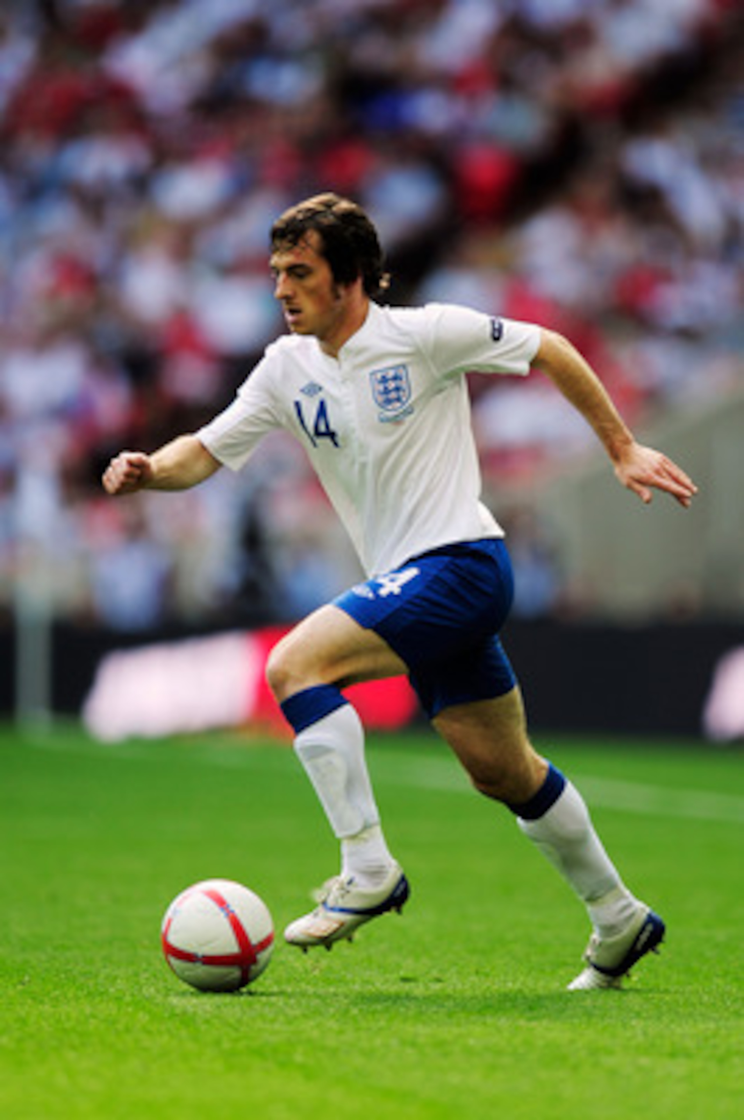 LONDON, ENGLAND - JUNE 04:  Leighton Baines of England in action during the UEFA EURO 2012 group G qualifying match between England and Switzerland at Wembley Stadium on June 4, 2011 in London, England.  (Photo by Jamie McDonald/Getty Images)