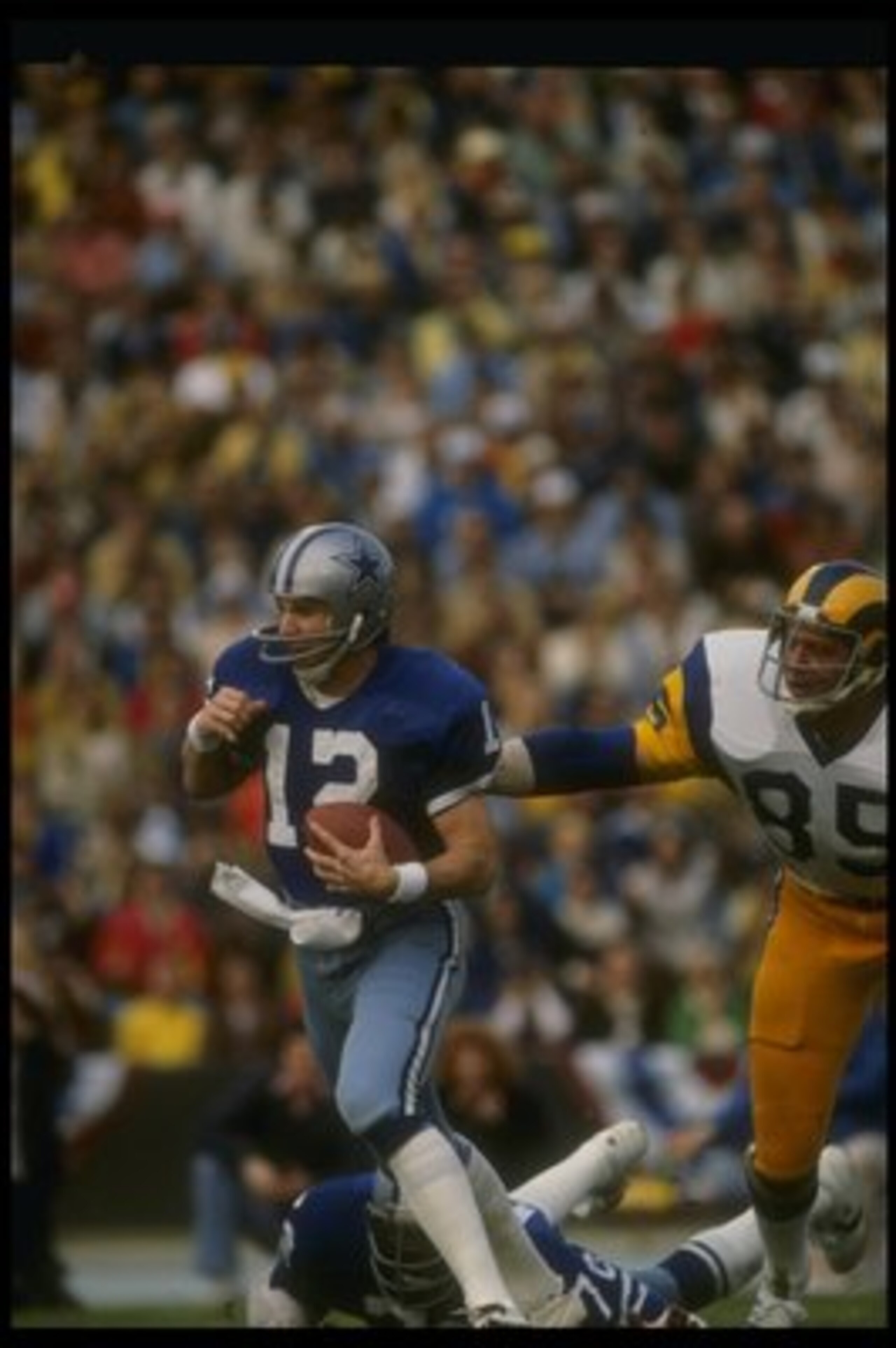 Special to the Fort Worth Star Telegram:  File picture:  7 Jan 1979:  Quarterback Roger Staubach of the Dallas Cowboys looks to pass the ball during a playoff game against the Los Angeles Rams at Anaheim Stadium in Anaheim, California.  The Cowboys won