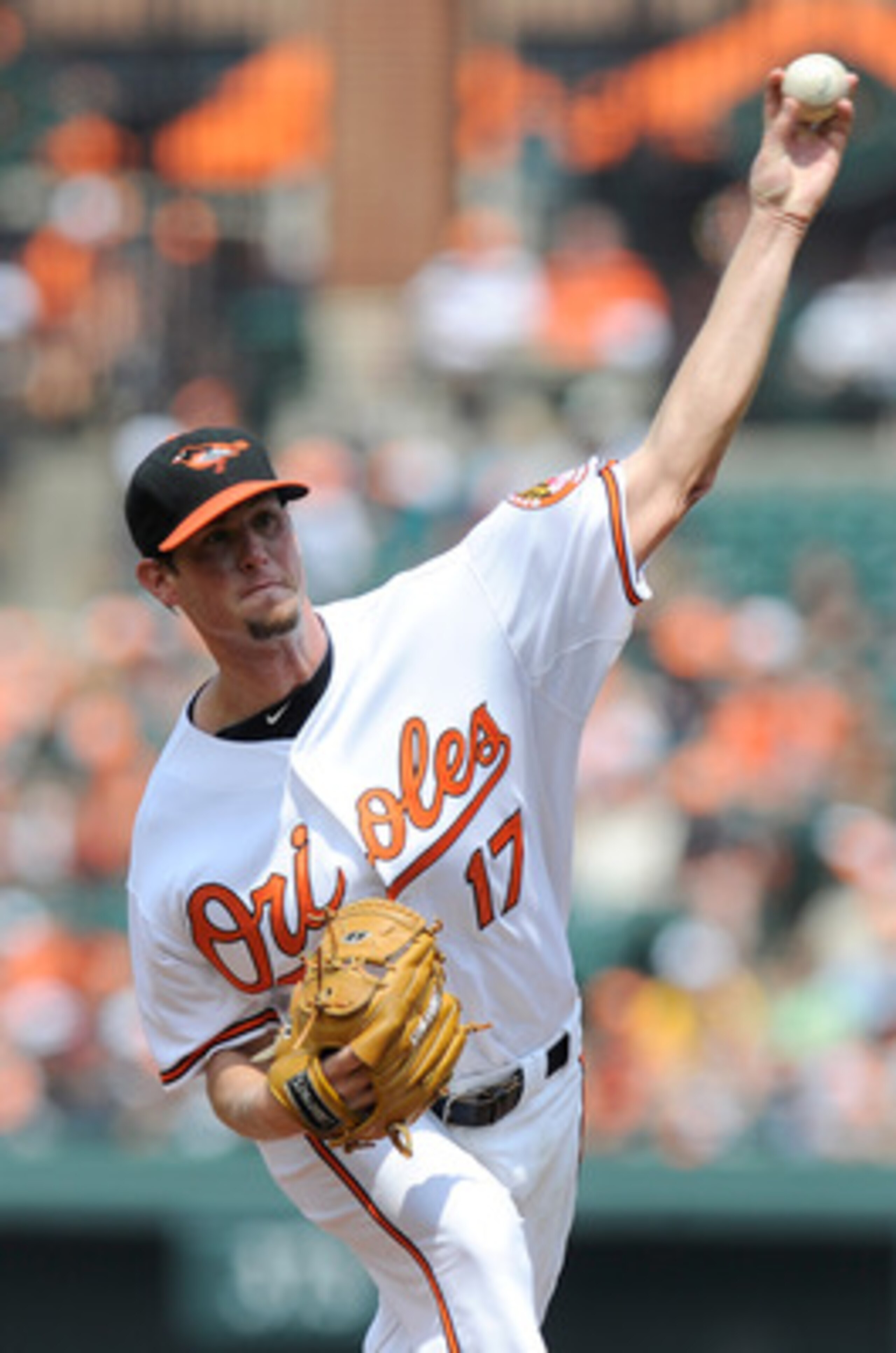 BALTIMORE, MD - JUNE 12:  Brian Matusz #17 the Baltimore Orioles pitches against the Tampa Bay Rays at Oriole Park at Camden Yards on June 12, 2011 in Baltimore, Maryland.  (Photo by Greg Fiume/Getty Images)