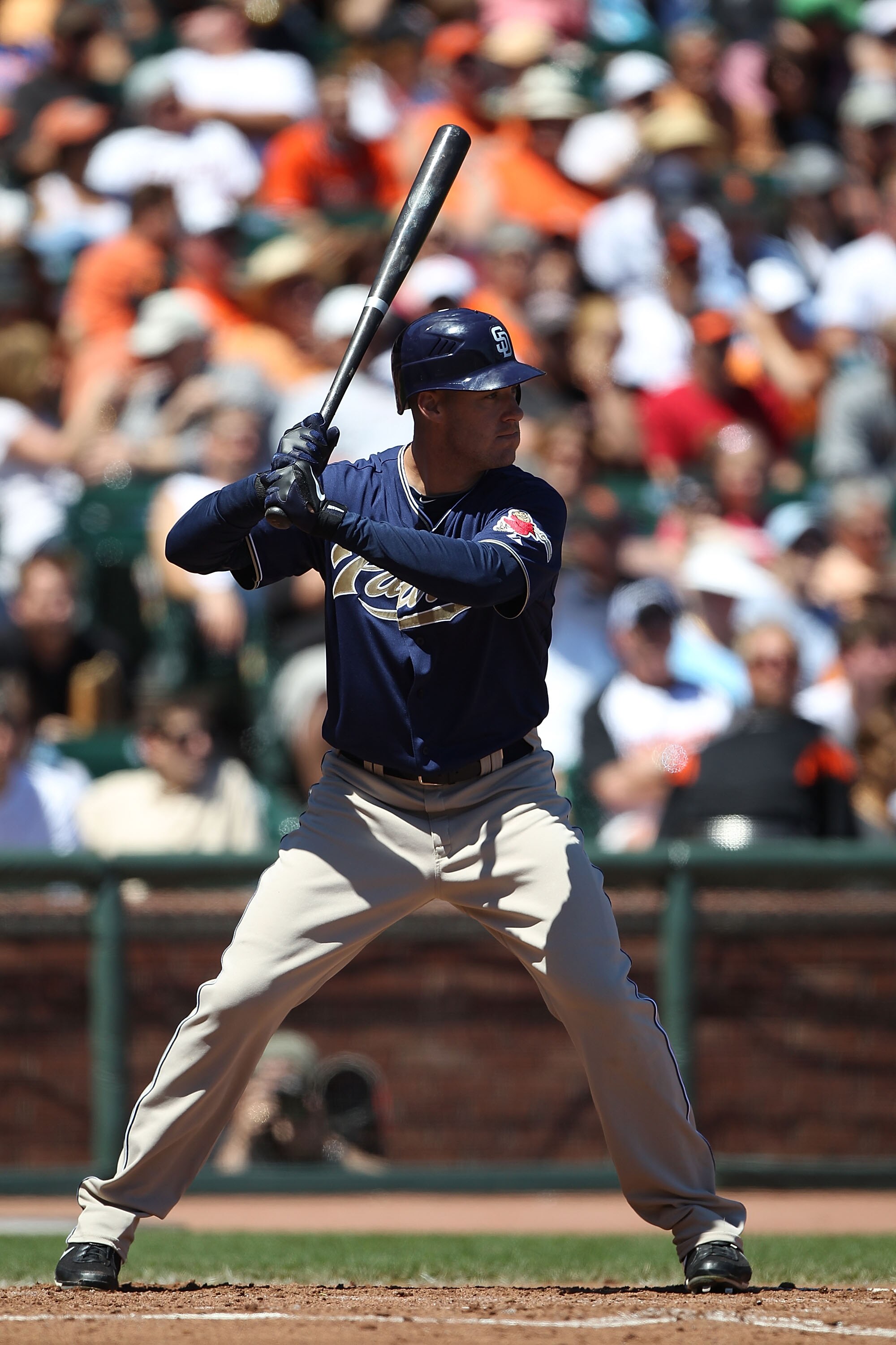 SAN FRANCISCO - AUGUST 14:  Ryan Ludwick #47 of the San Diego Padres bats against the San Francisco Giants during an MLB game at AT&T Park on August 14, 2010 in San Francisco, California.  (Photo by Jed Jacobsohn/Getty Images)