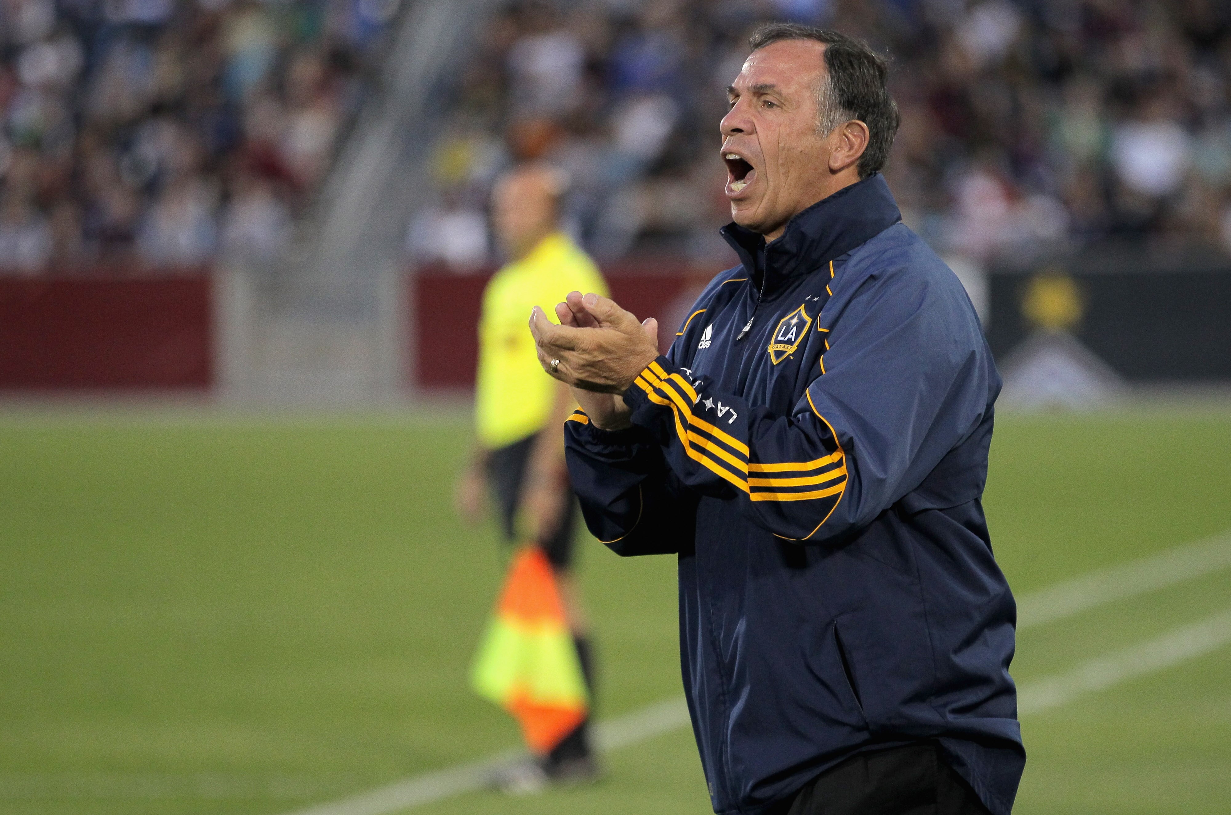 COMMERCE CITY, CO - JUNE 18:  Head coach Bruce Arena of the Los Angeles Galaxy directs his team against the Colorado Rapids at Dick's Sporting Goods Park on June 18, 2011 in Commerce City, Colorado. The Galaxy defeated the Rapids 3-1.  (Photo by Doug Pens