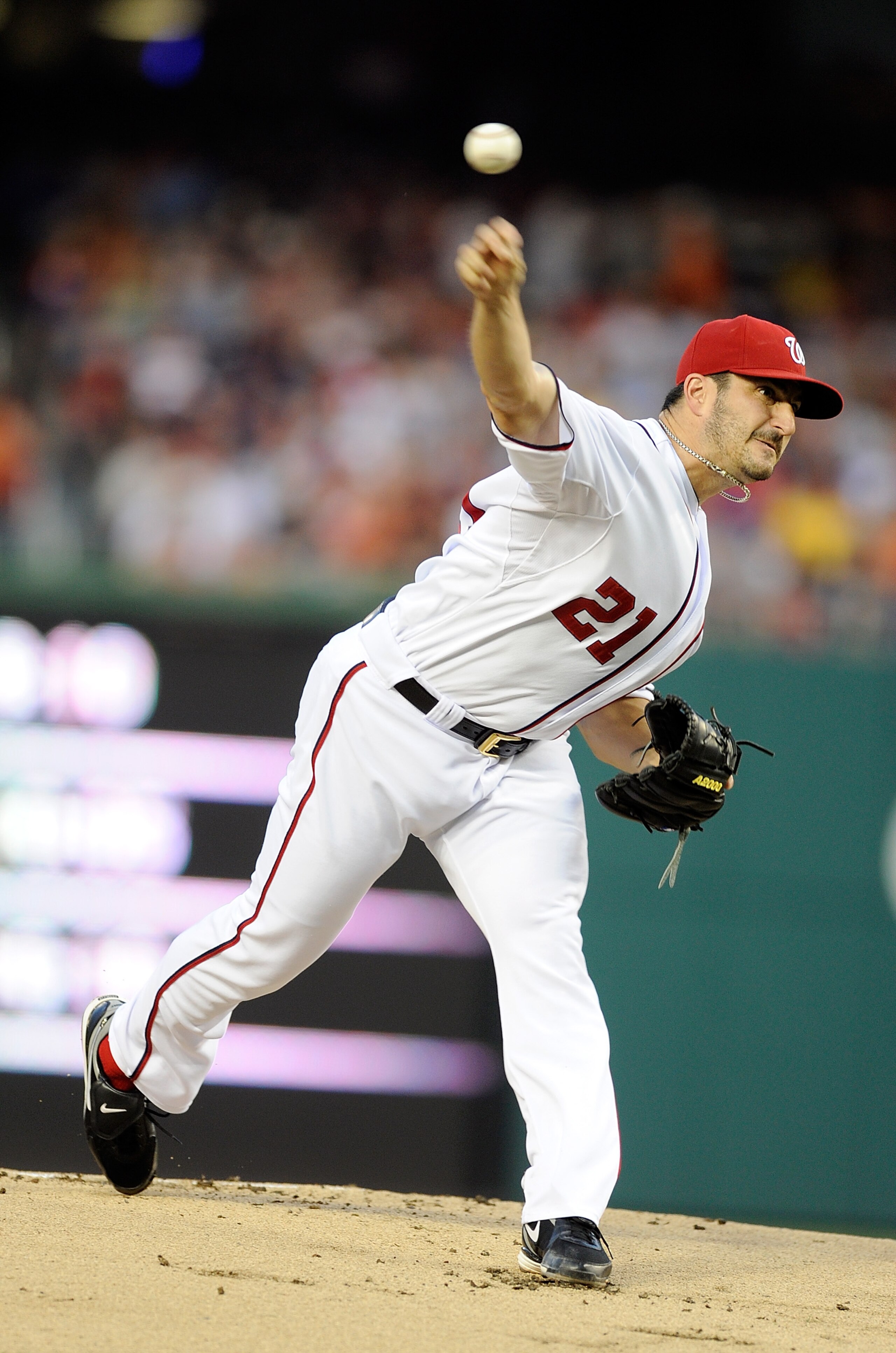 WASHINGTON, DC - JUNE 17:  Jason Marquis #21 of the Washington Nationals pitches against the Baltimore Orioles at Nationals Park on June 17, 2011 in Washington, DC.  (Photo by Greg Fiume/Getty Images)