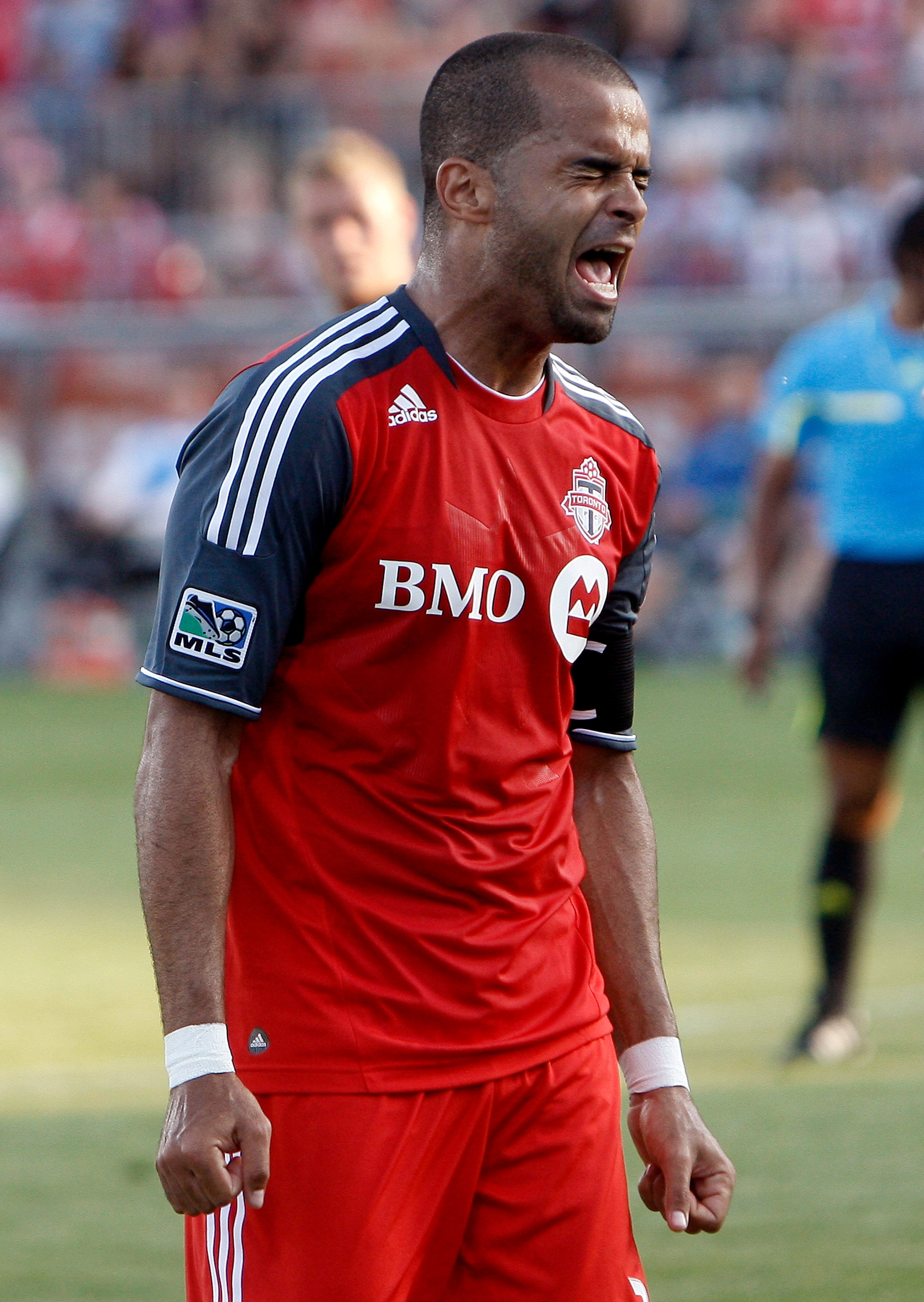 TORONTO, CANADA - JUNE 18:  Maicon Santos #29 of Toronto FC reacts to the loss to Seattle Sounders FC during MLS action at BMO Field June 18, 2011 in Toronto, Ontario, Canada. (Photo by Abelimages/Getty Images)