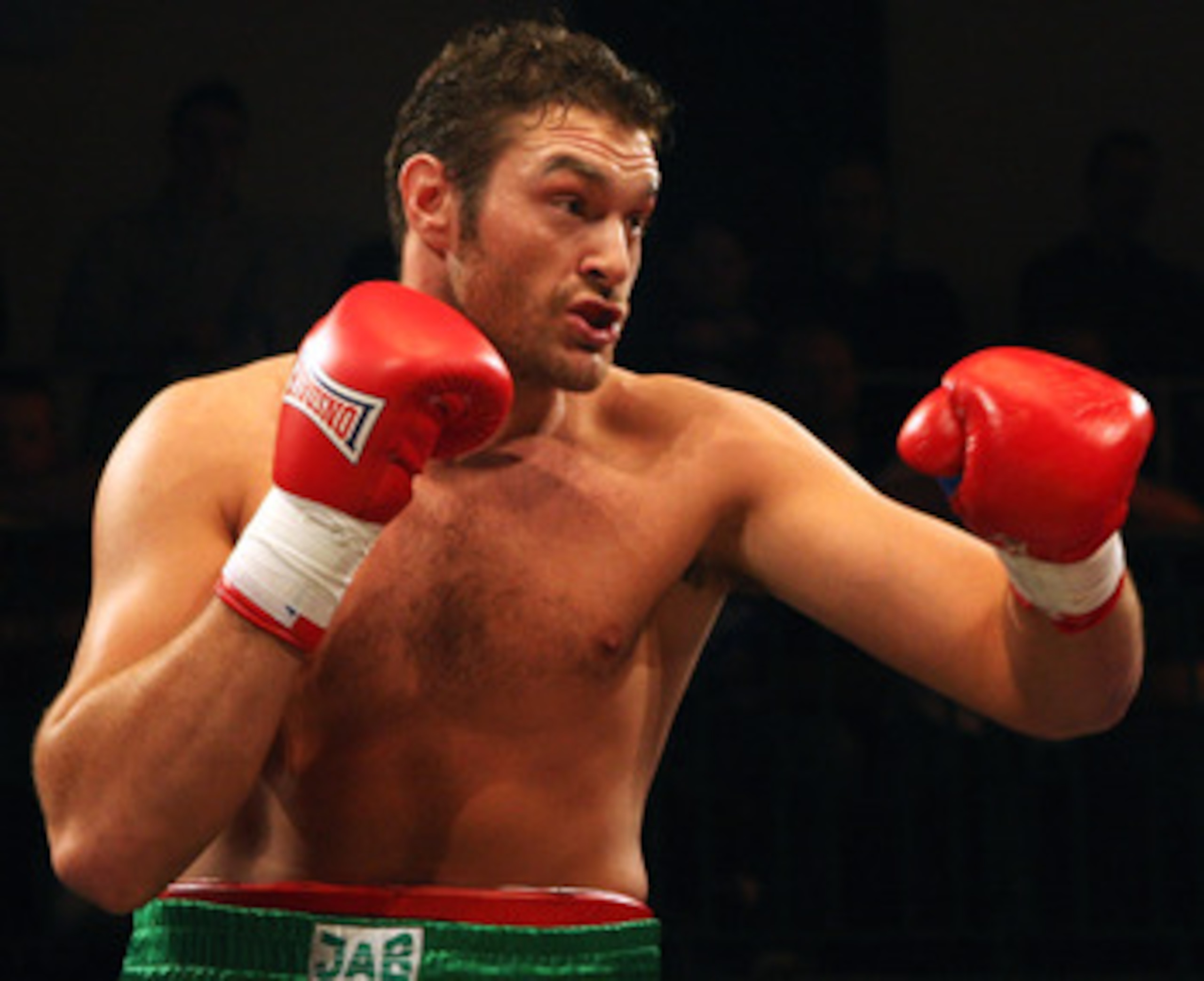 LONDON, ENGLAND - APRIL 11:  Tyson Fury in action against Mathew Ellis prior to Commonwealth Welterweight Title fight between John O Donnell and Craig Watson at York Hall on April 11, 2009 in London, England.  (Photo by Bryn Lennon/Getty Images)