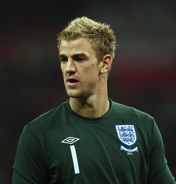 LONDON, ENGLAND - MARCH 29:  Joe Hart of England shows his dejection after conceding a goal  during the international friendly match between England and Ghana at Wembley Stadium on March 29, 2011 in London, England.  (Photo by Julian Finney/Getty Images)