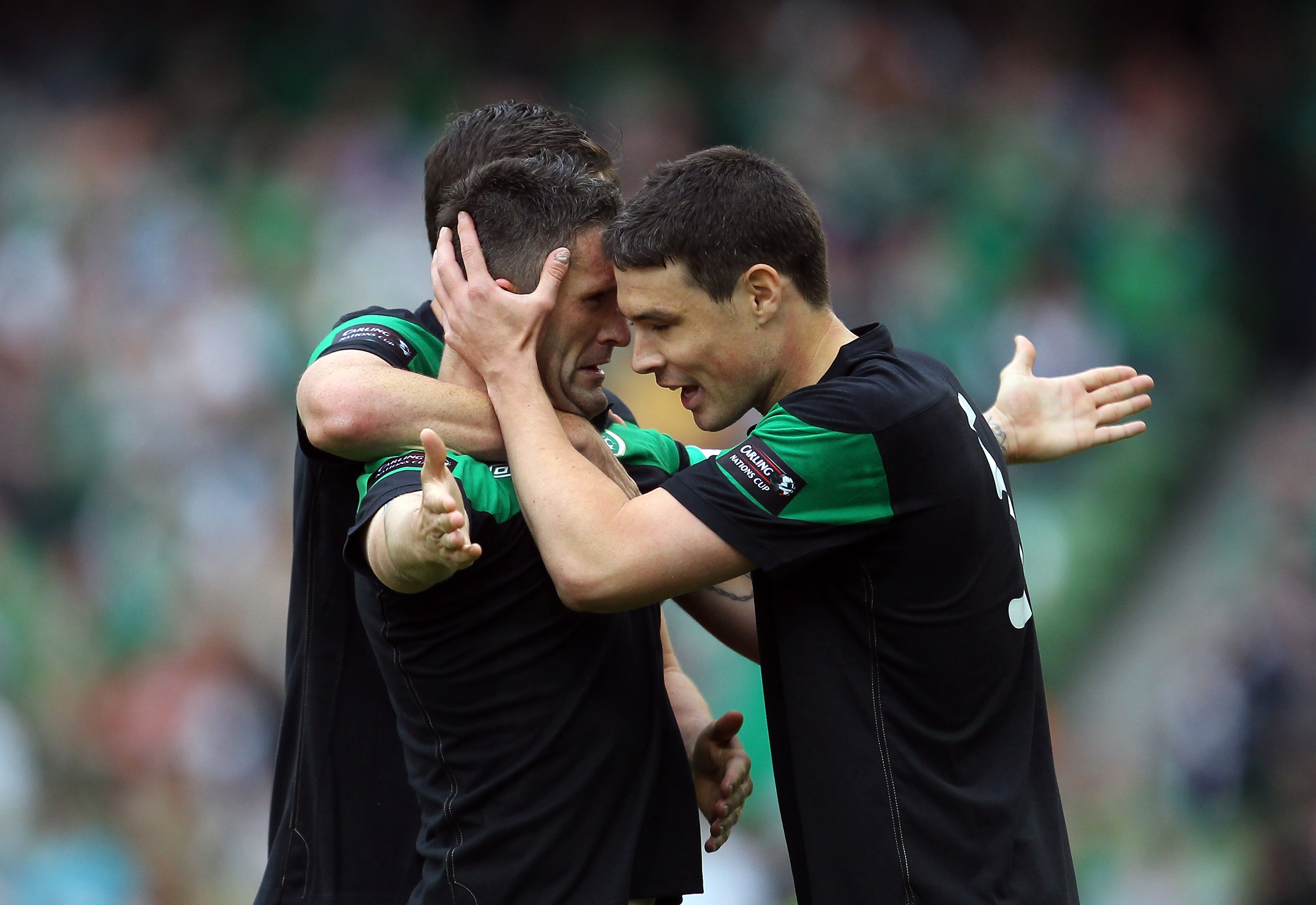 DUBLIN, IRELAND - MAY 29:  Robbie Keane of Republic of Ireland celebrates scoring the openning goal during the Carling Nations Cup match between Republic of Ireland and Scotland at the Aviva Stadium on May 29, 2011 in Dublin, Ireland.  (Photo by Julian Fi
