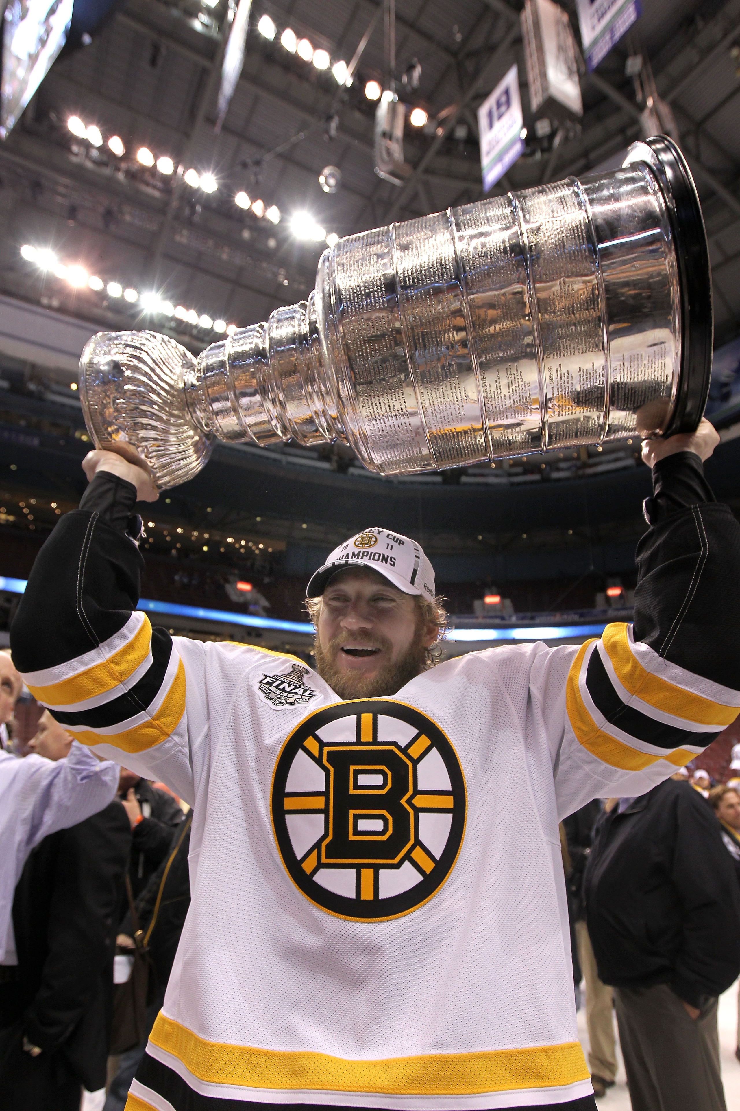 VANCOUVER, BC - JUNE 15:  Michael Ryder #73 celebrates with the Stanley Cup after defeating the Vancouver Canucks in Game Seven of the 2011 NHL Stanley Cup Final at Rogers Arena on June 15, 2011 in Vancouver, British Columbia, Canada. The Boston Bruins de