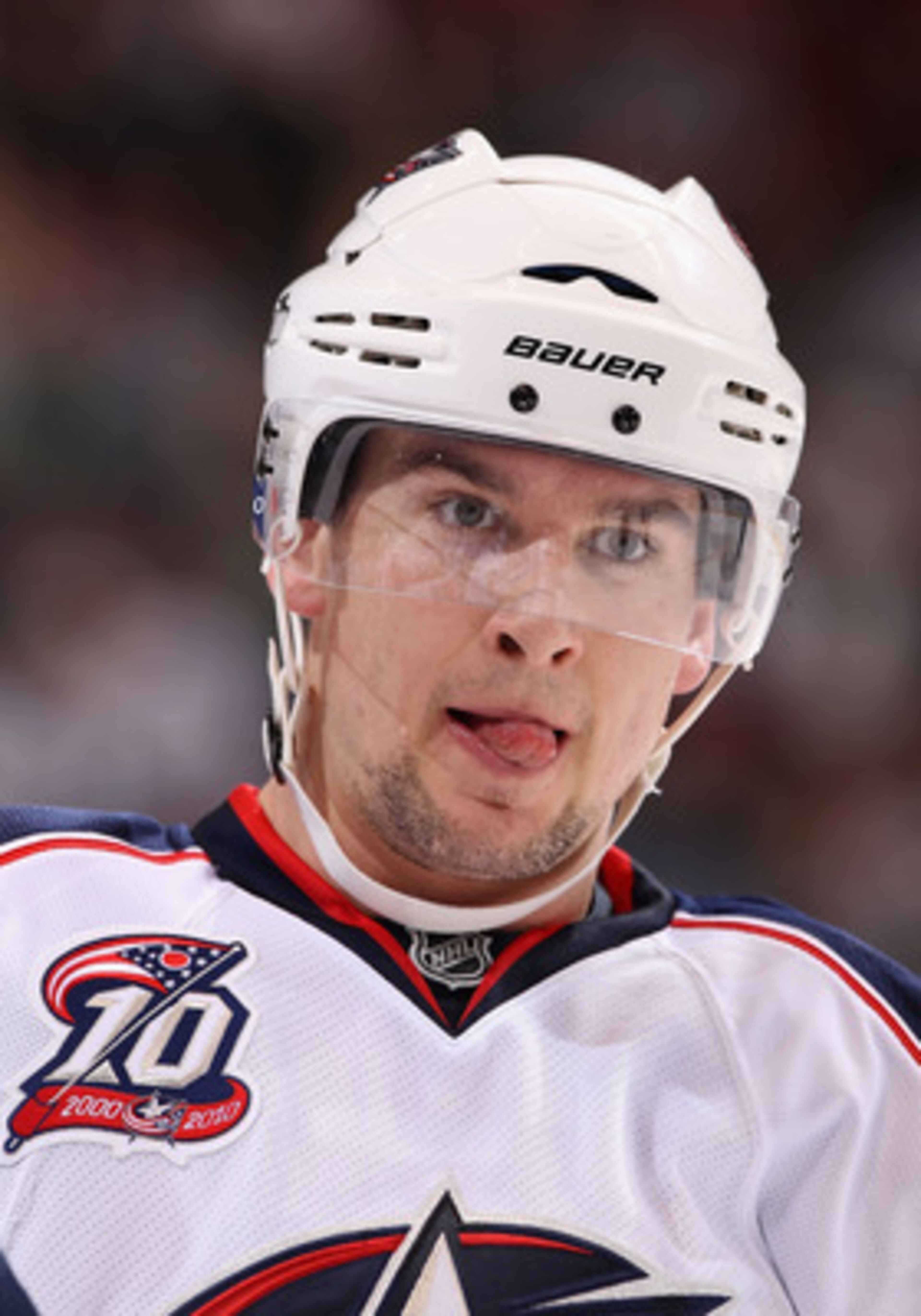 GLENDALE, AZ - MARCH 24:  Scottie Upshall #9 of the Columbus Blue Jackets during the NHL game against the Phoenix Coyotes at Jobing.com Arena on March 24, 2011 in Glendale, Arizona.  The Coyotes defeated the Blue Jackets 3-0.  (Photo by Christian Petersen