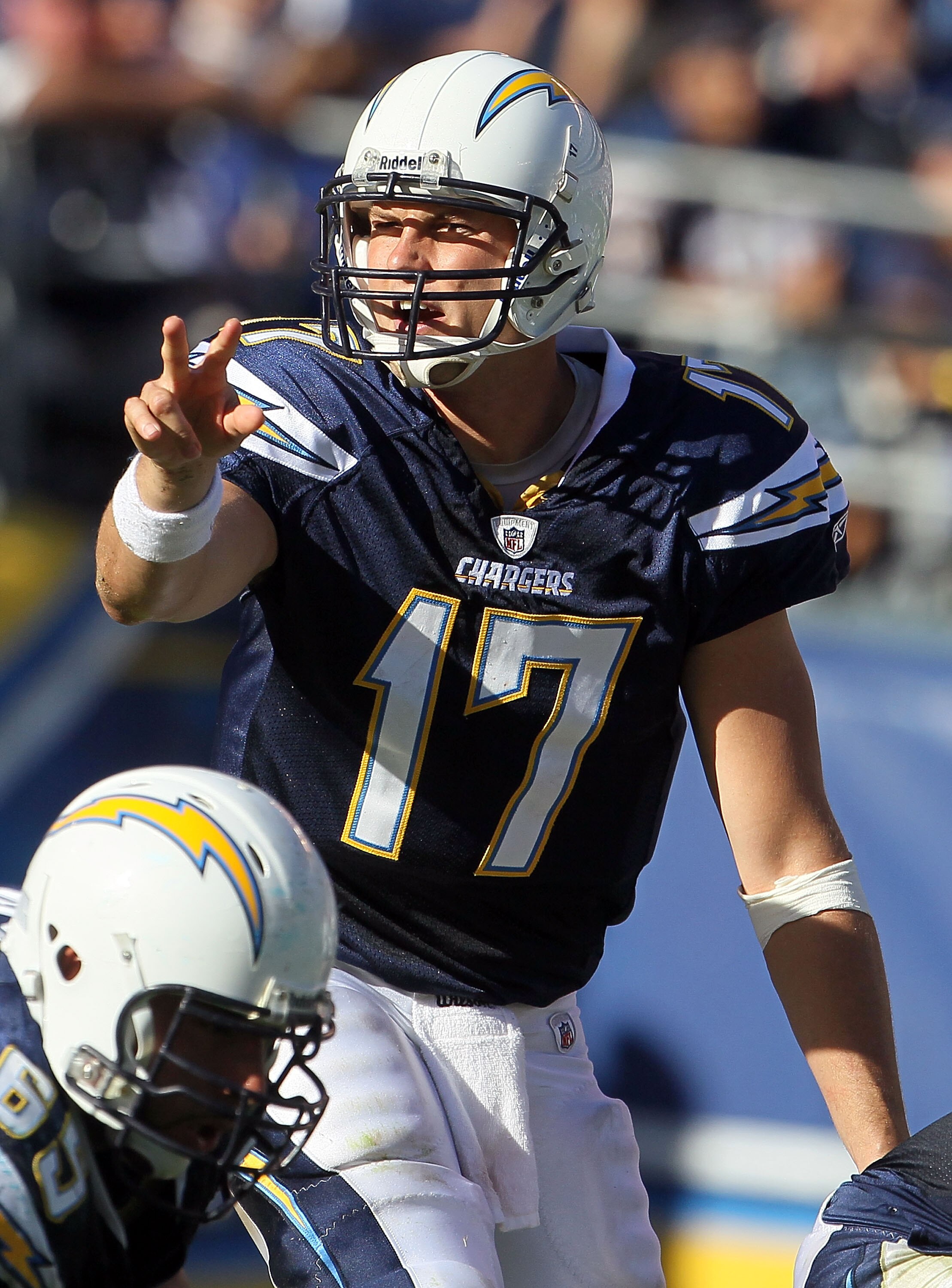 SAN DIEGO - OCTOBER 31:  Quarterback Philip Rivers #17 of the San Diego Chargers plays in the game against the Tennessee Titans at Qualcomm Stadium on October 31, 2010 in San Diego, California. The Chargers defeated the Titans 33-25.  (Photo by Jeff Gross