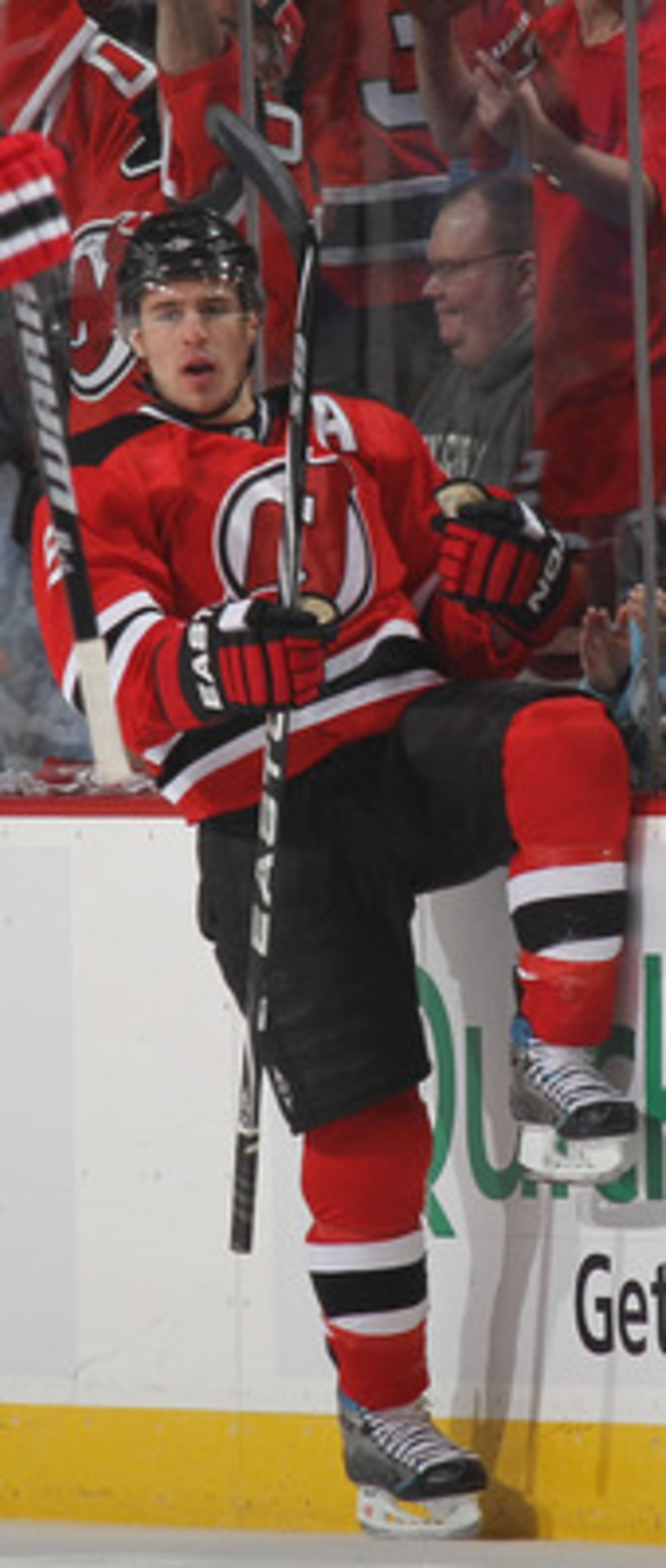 NEWARK, NJ - APRIL 16: Zach Parise #9 of the New Jersey Devils scores a short handed goal in the first period against the Philadelphia Flyers in Game Two of the Eastern Conference Quarterfinals during the 2010 NHL Stanley Cup Playoffs at the Prudential Ce