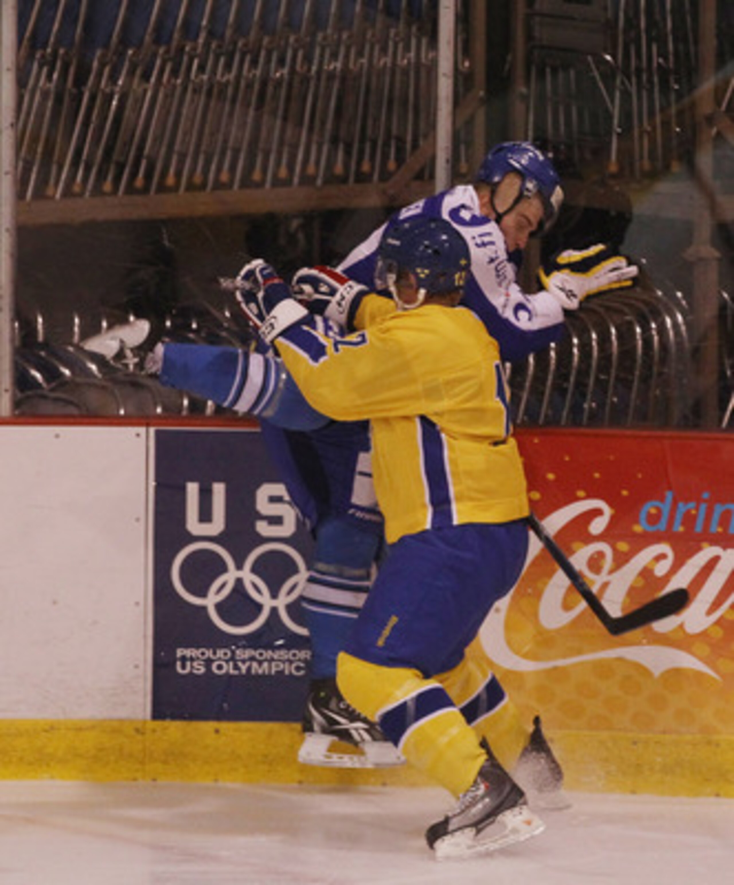 LAKE PLACID, NY - AUGUST 05: Jonnas Nattinen #29 of Team Finland is hit into the boards by Gabriel Landeskog #12 of Team Sweden at the USA Hockey National Evaluation Camp on August 5, 2010 in Lake Placid, New York. (Photo by Bruce Bennett/Getty Images) LAKE PLACID, NY - AUGUST 05: Jonnas Nattinen #29 of Team Finland is hit into the boards by Gabriel Landeskog #12 of Team Sweden at the USA Hockey National Evaluation Camp on August 5, 2010 in Lake Placid, New York. (Photo by Bruce Bennett/Getty Images)
