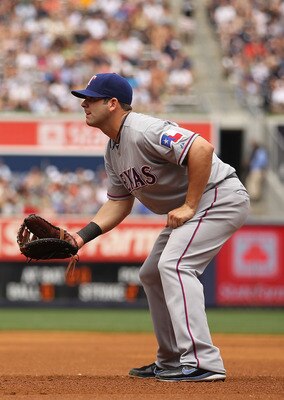 NEW YORK, NY - JUNE 16:  Mitch Moreland #18 of the Texas Rangers in action against the New York Yankees during their game on June 16, 2011 at Yankee Stadium in the Bronx borough of New York City.  (Photo by Al Bello/Getty Images)
