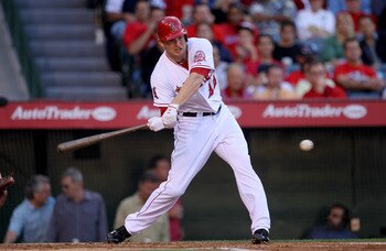 ANAHEIM, CA - JUNE 04:  Mark Trumbo #44 of the Los Angeles Angels of Anaheim bats against the New York Yankees on June 4, 2011 at Angel Stadium in Anaheim, California.  (Photo by Stephen Dunn/Getty Images)